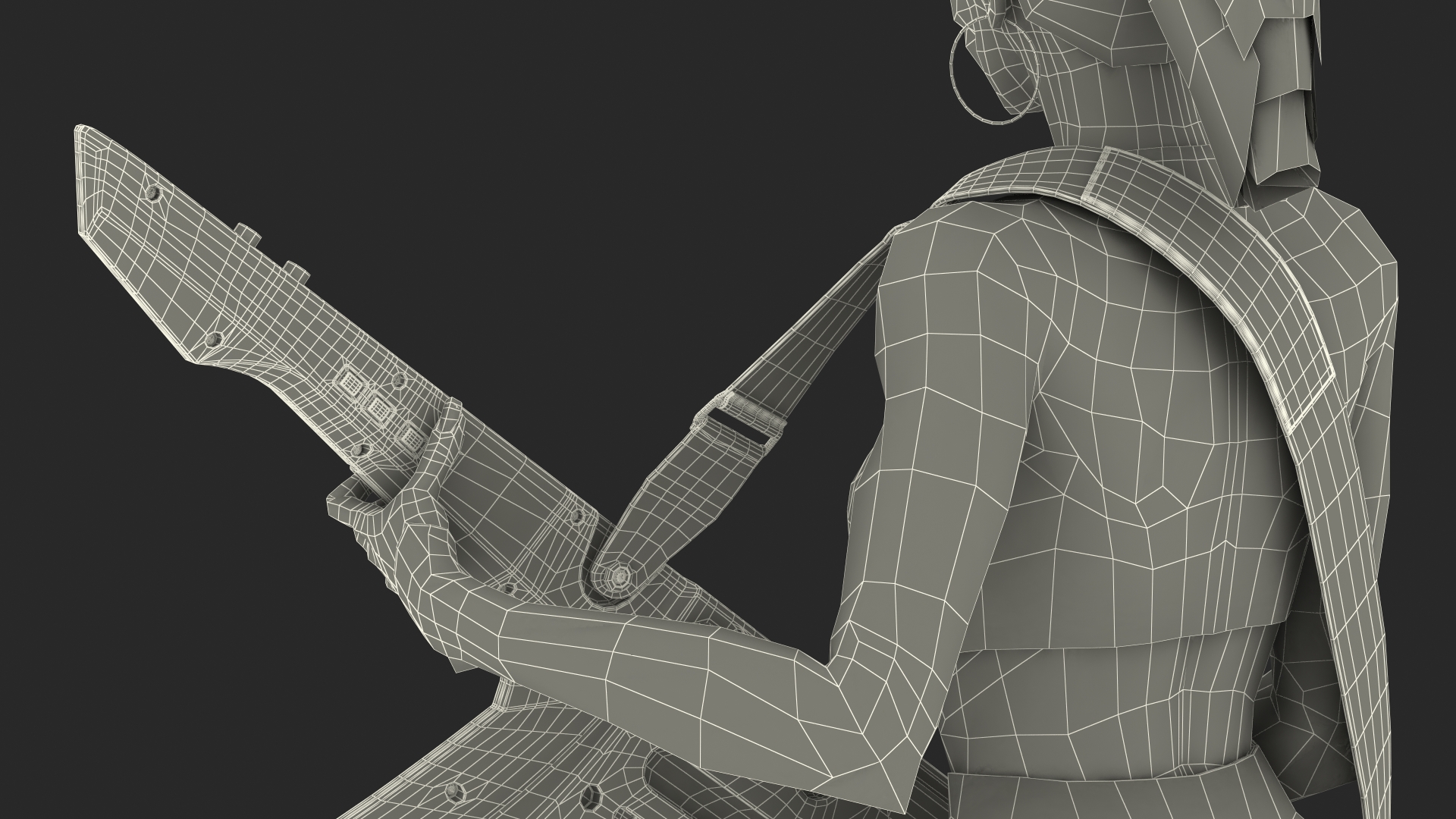 Dark Skin Woman with Roland AX Edge Keytar Rigged 3D model
