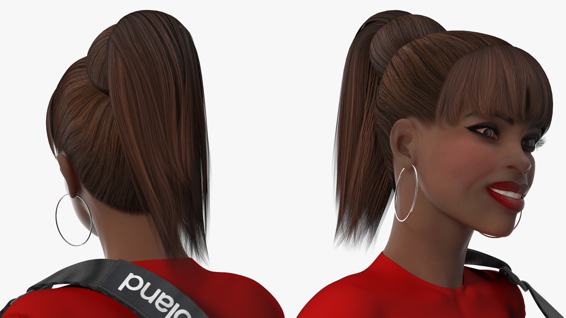 Dark Skin Woman with Roland AX Edge Keytar Rigged 3D model