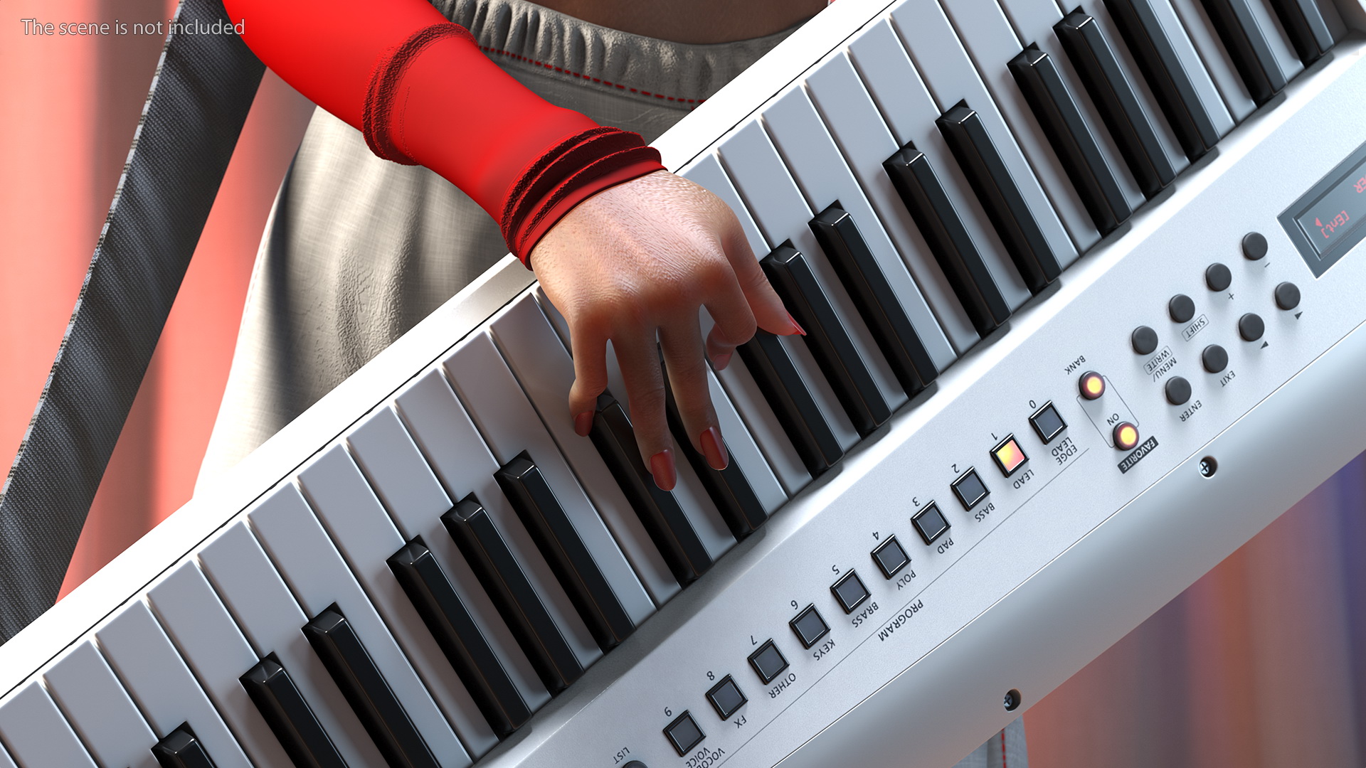 Dark Skin Woman with Roland AX Edge Keytar Rigged 3D model