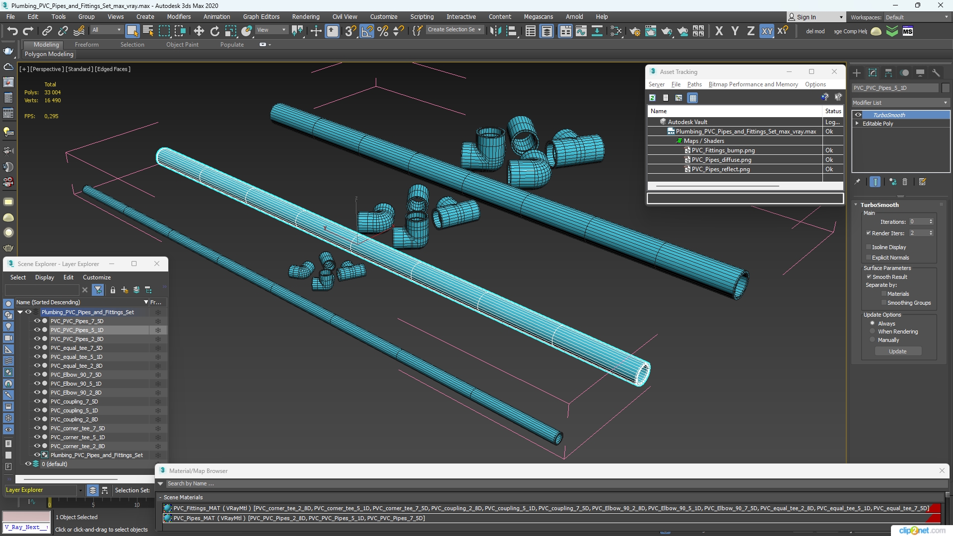 3D model Plumbing PVC Pipes and Fittings Set