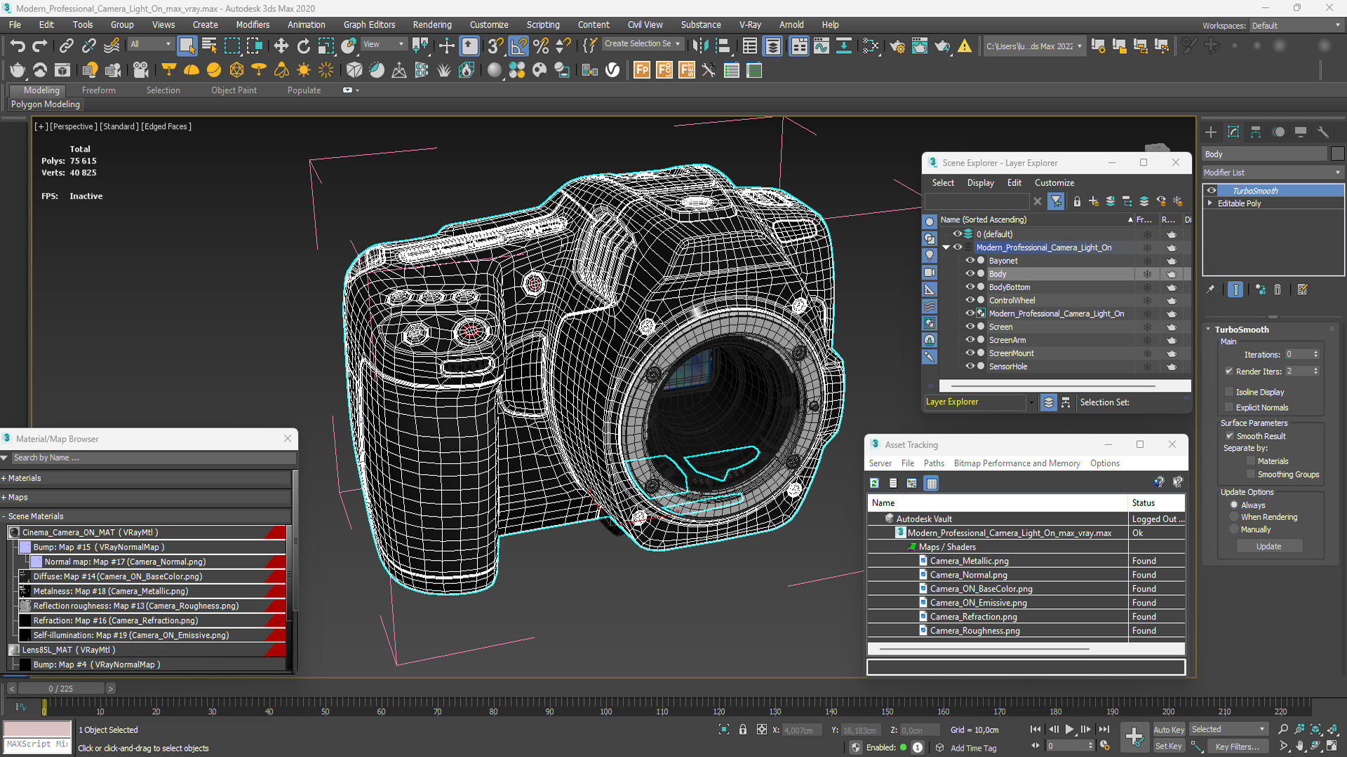 3D model Modern Professional Camera Light On
