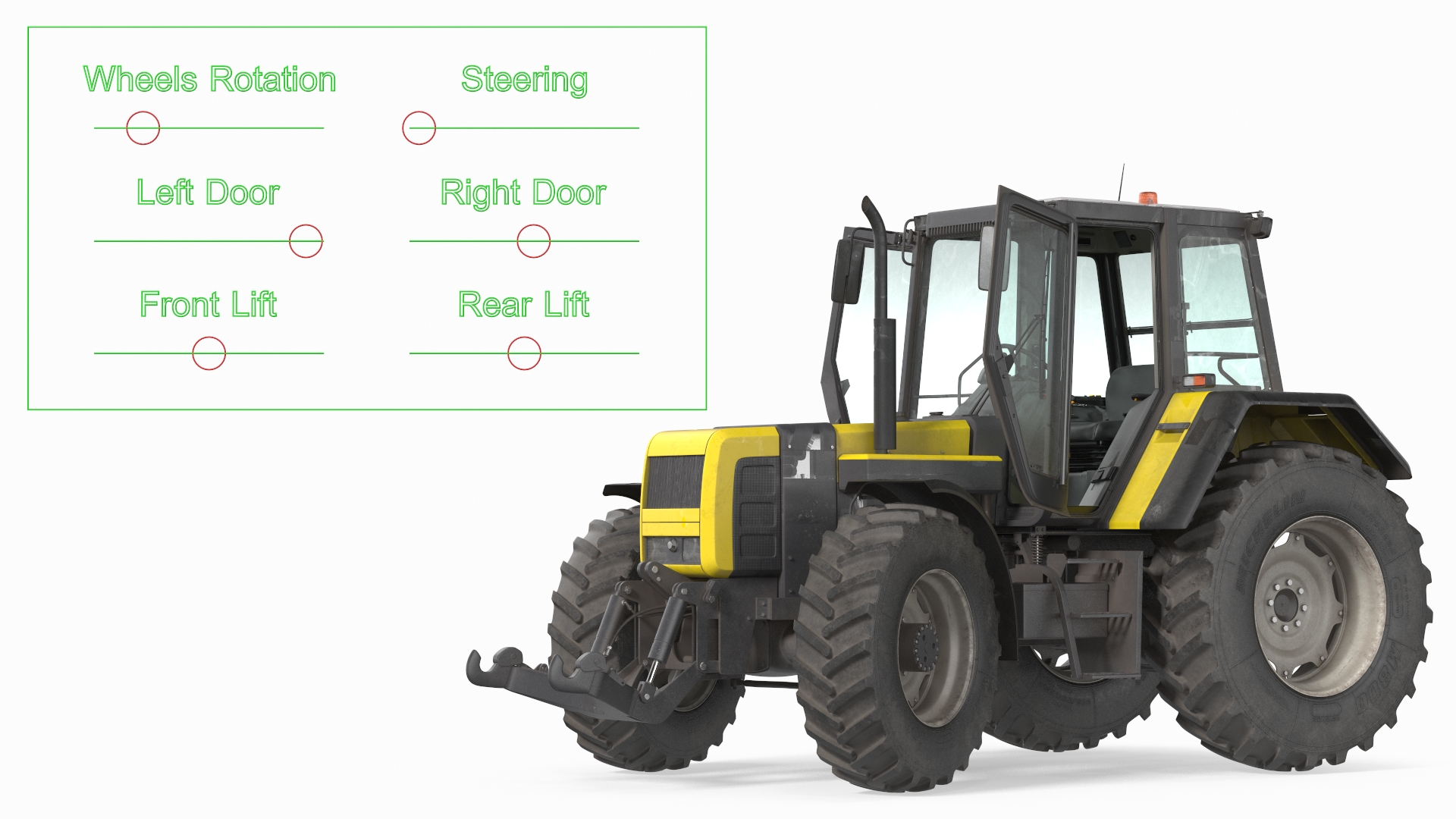3D Wheel Tractor Dirty Rigged