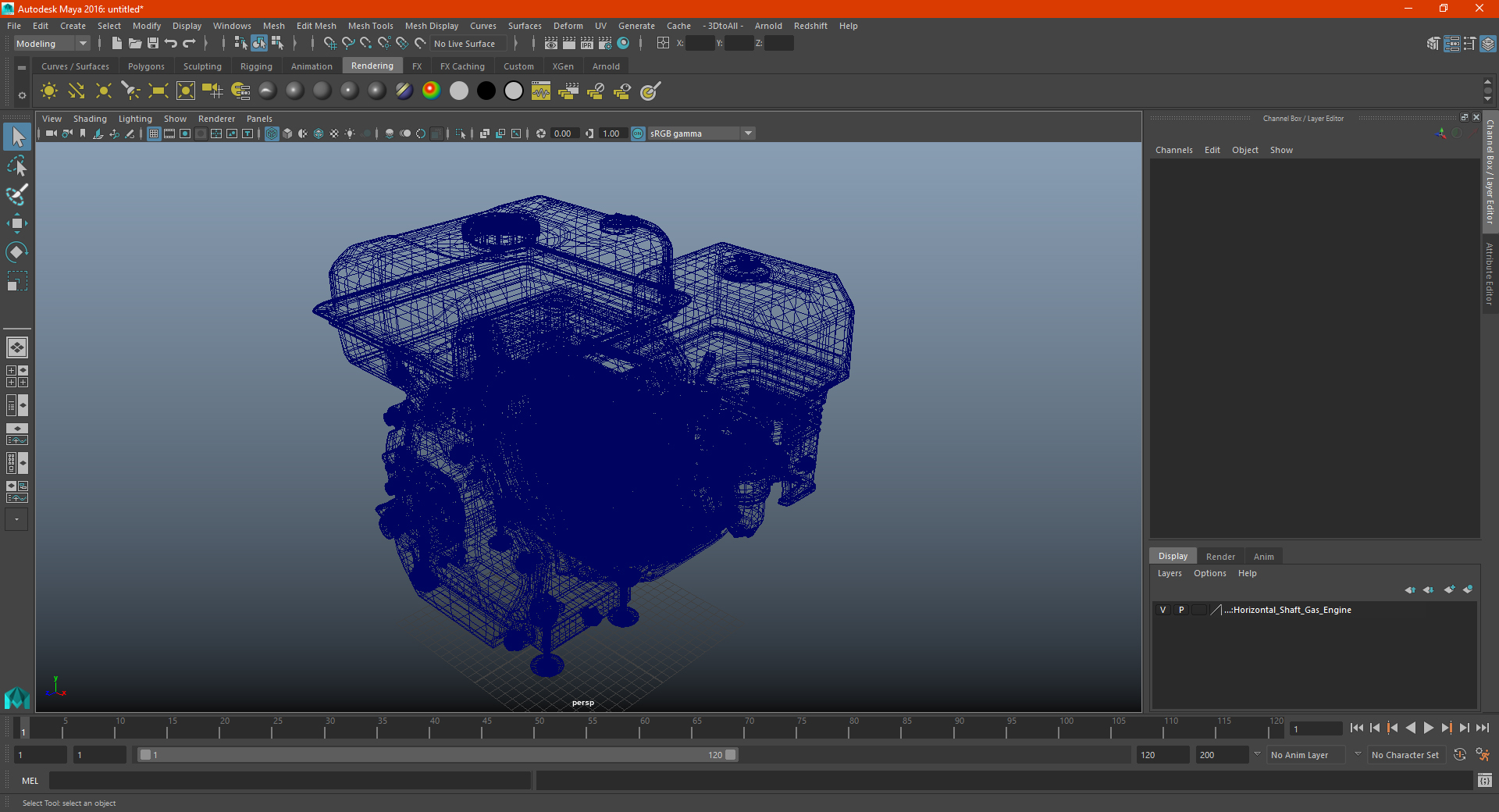 Horizontal Shaft Gas Engine 3D