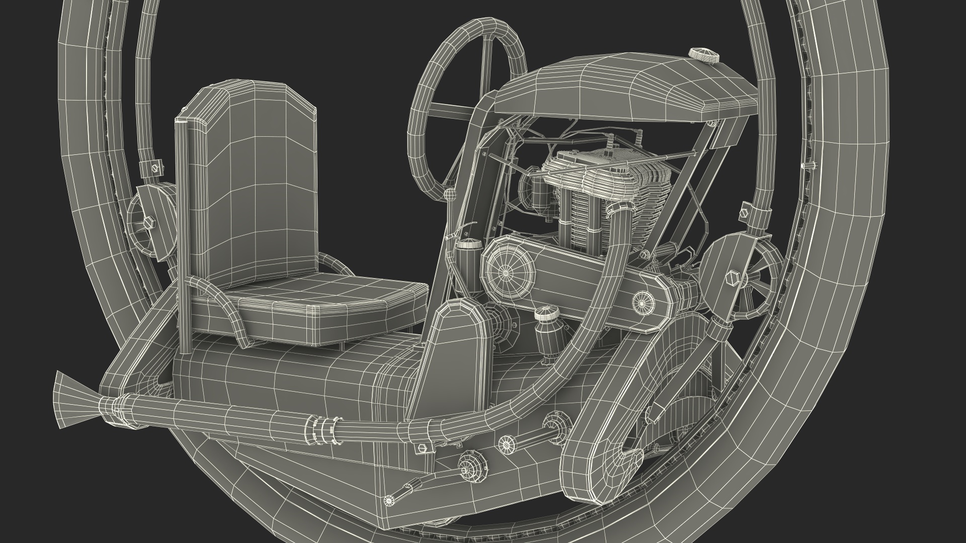 3D model Antique Steering Monowheel Red