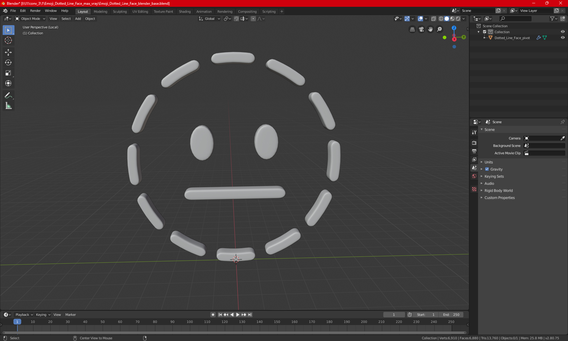 Emoji Dotted Line Face 3D