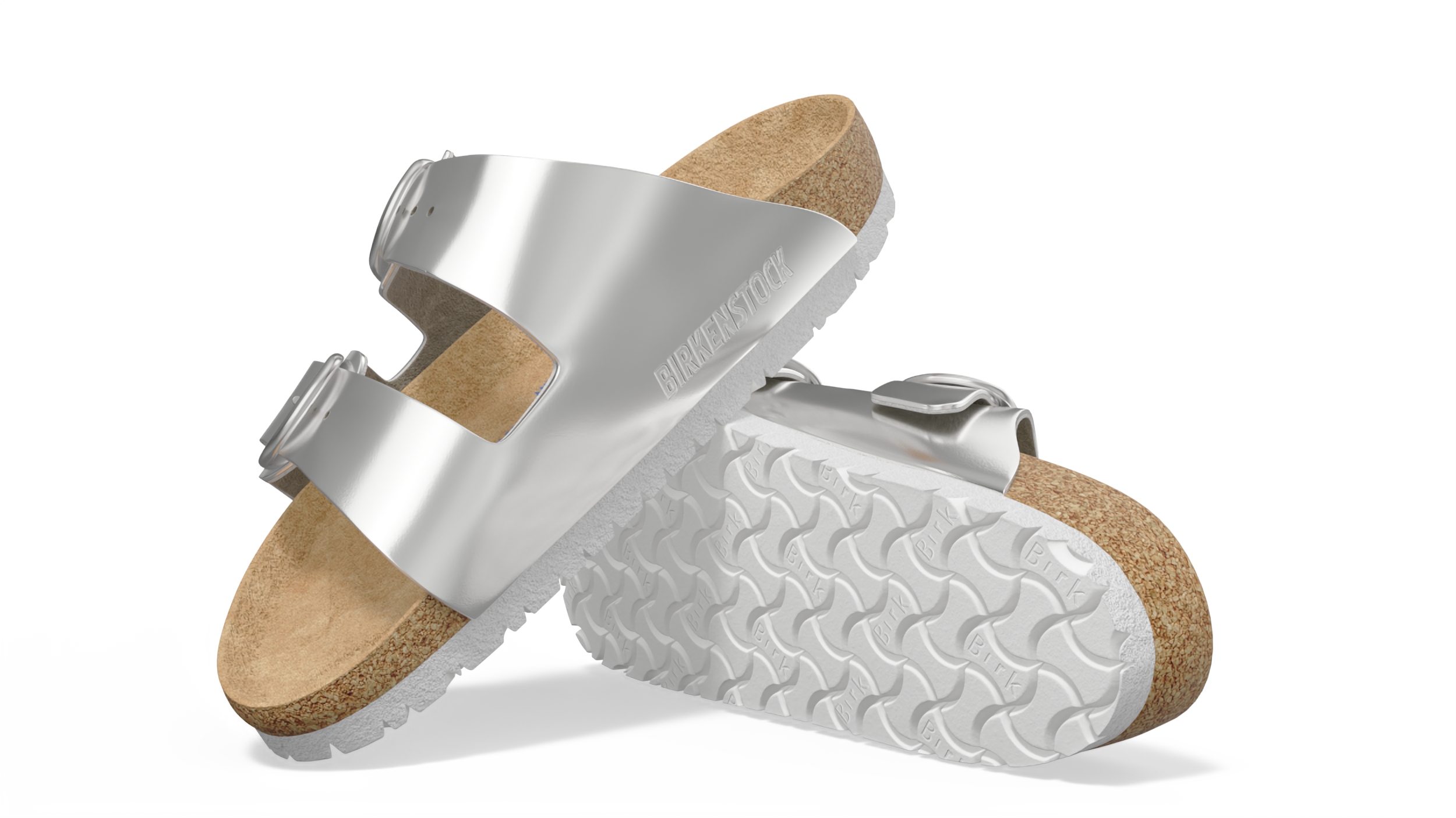 3D Woman Soft Footbed Sandals Silver model