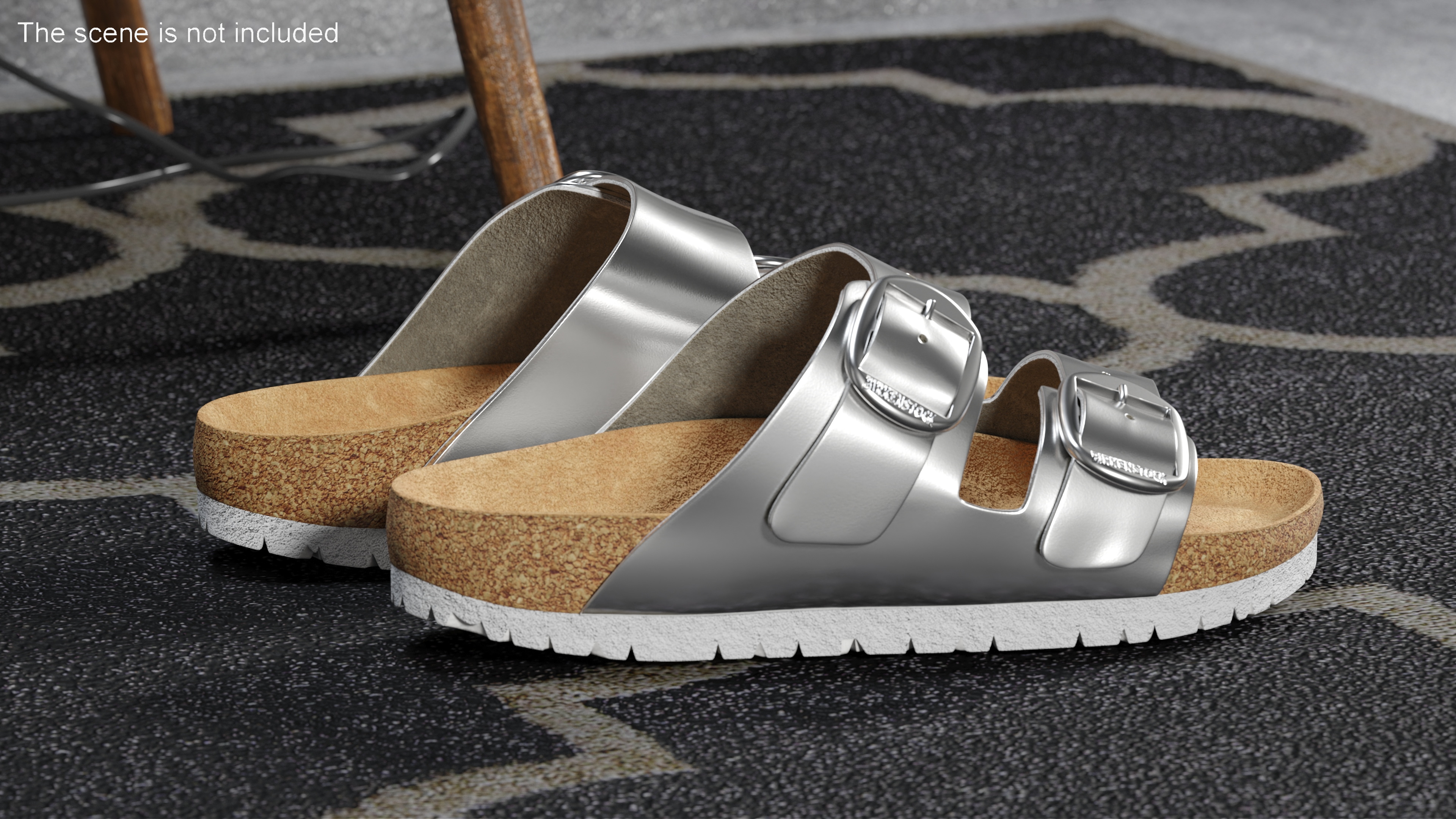 3D Woman Soft Footbed Sandals Silver model