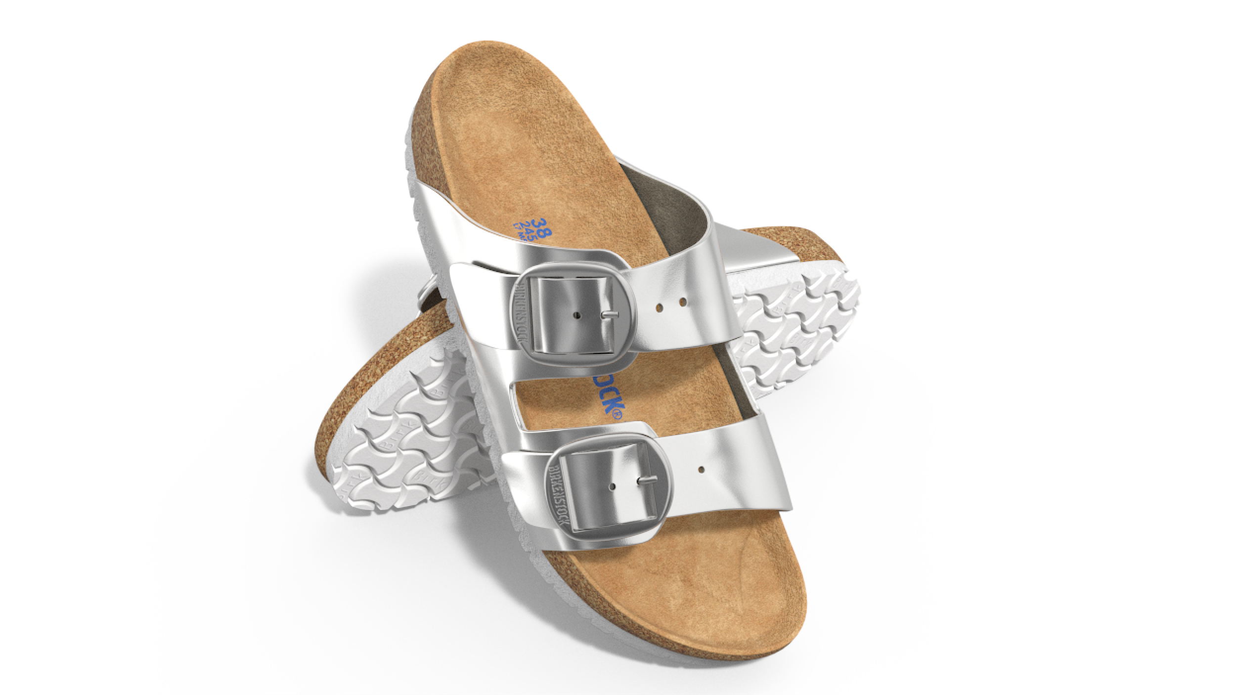 3D Woman Soft Footbed Sandals Silver model