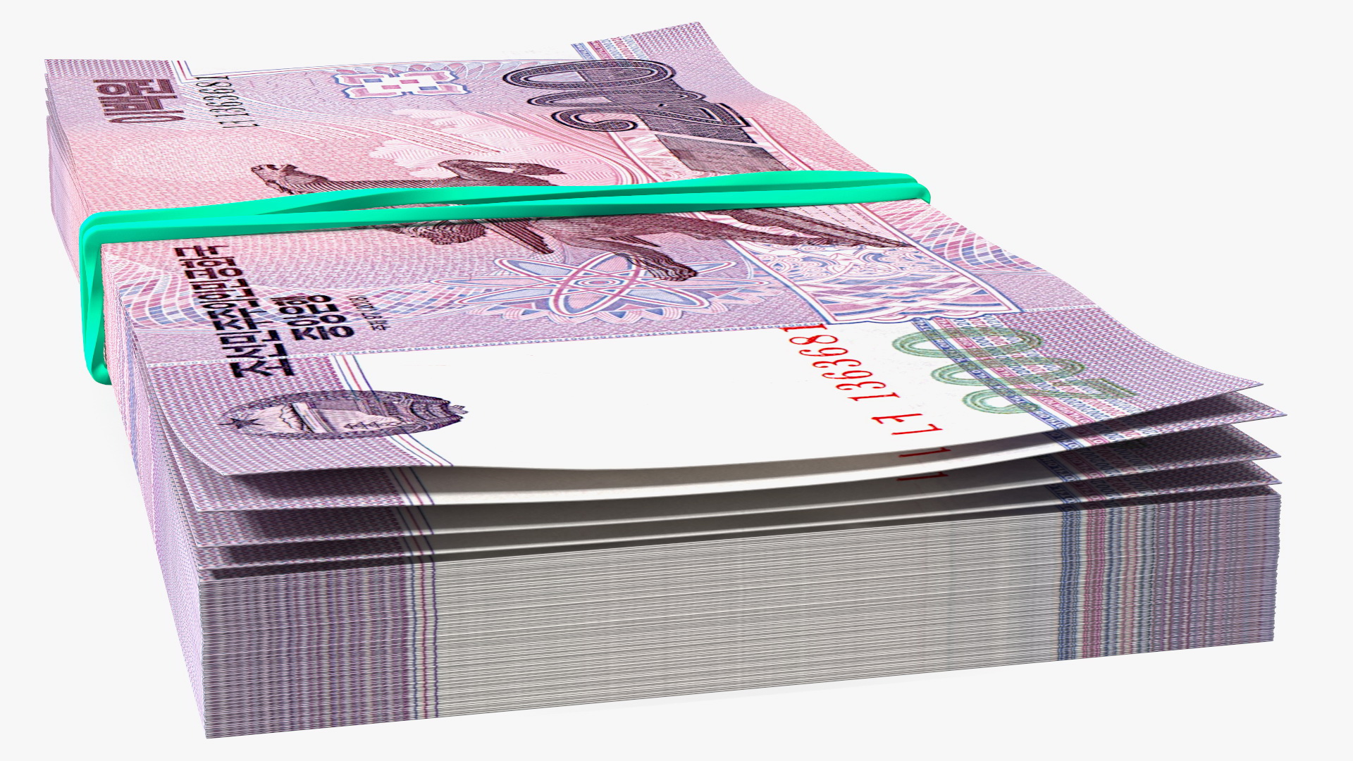3D Stack of North Korea 200 Won model