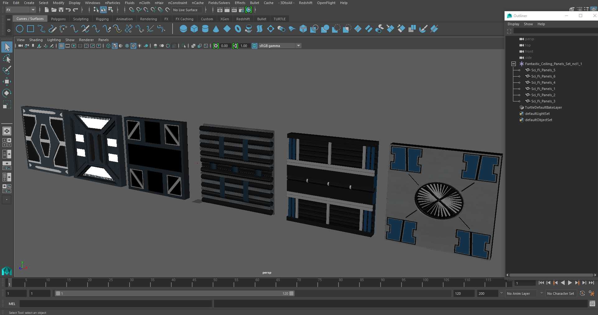 3D Fantastic Ceiling Panels Set model