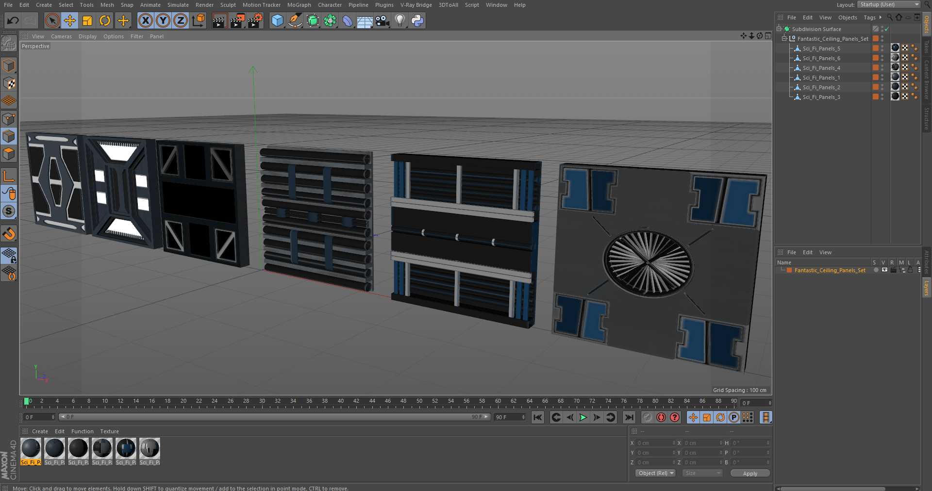 3D Fantastic Ceiling Panels Set model