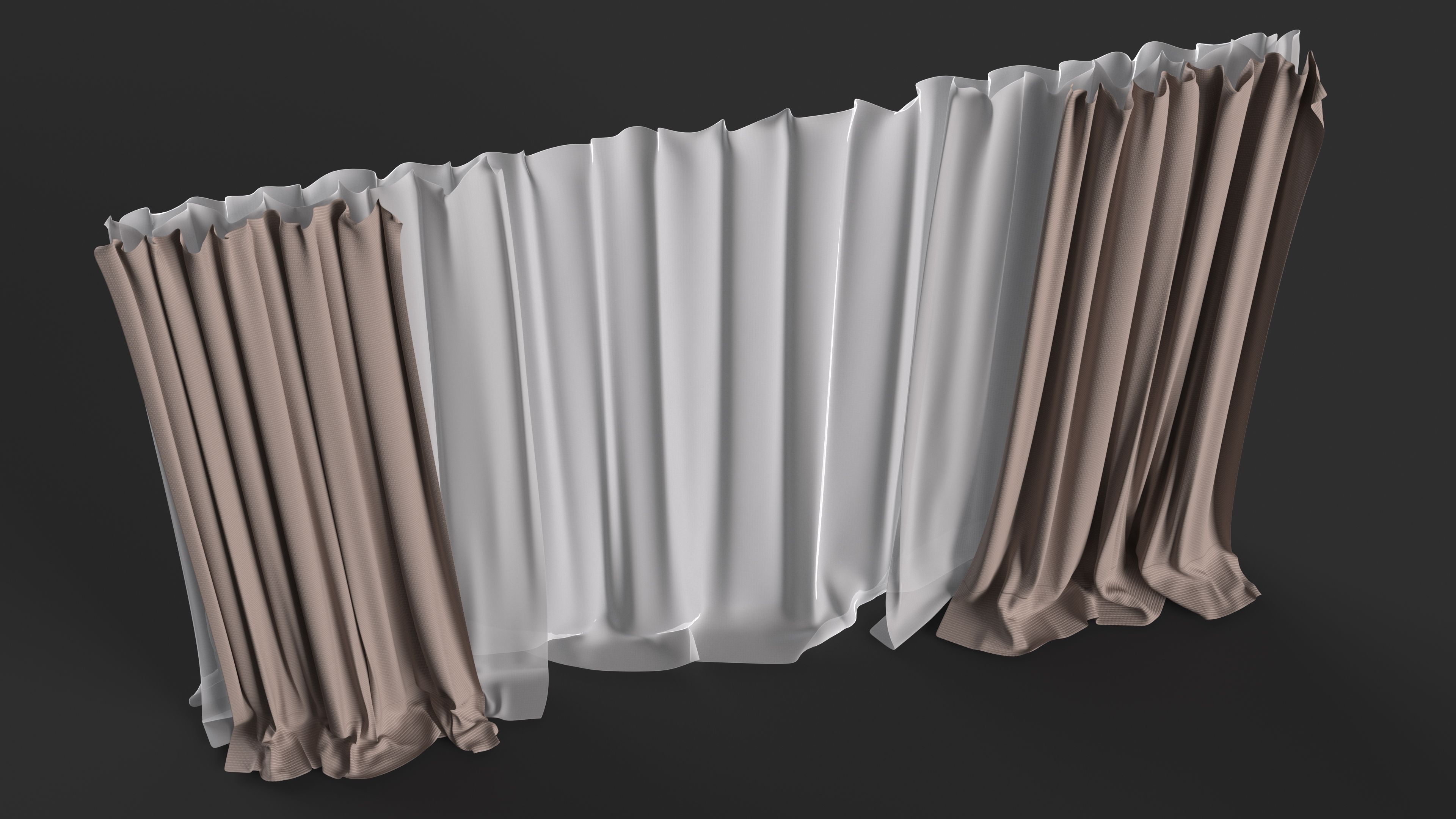 Curtains with Drapery Cream 3D