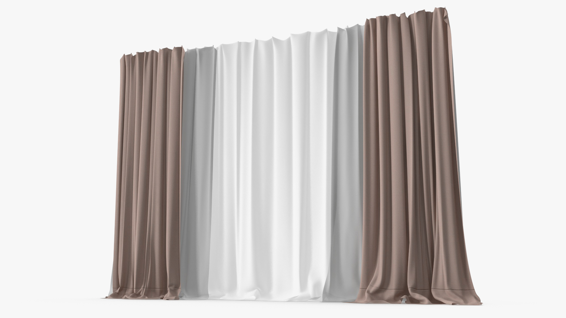 Curtains with Drapery Cream 3D