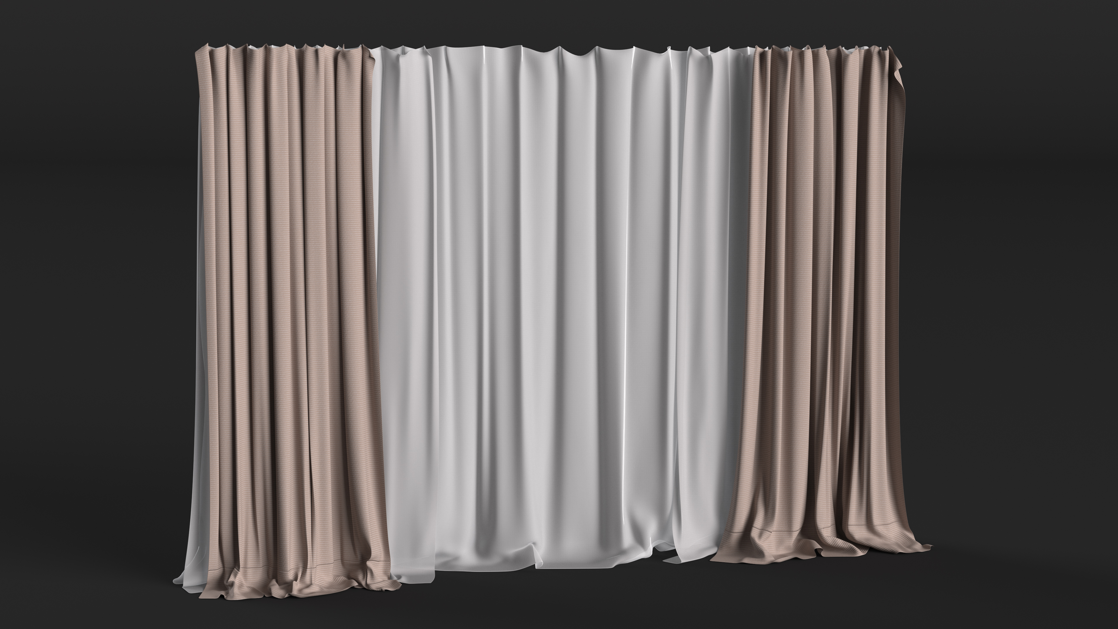 Curtains with Drapery Cream 3D