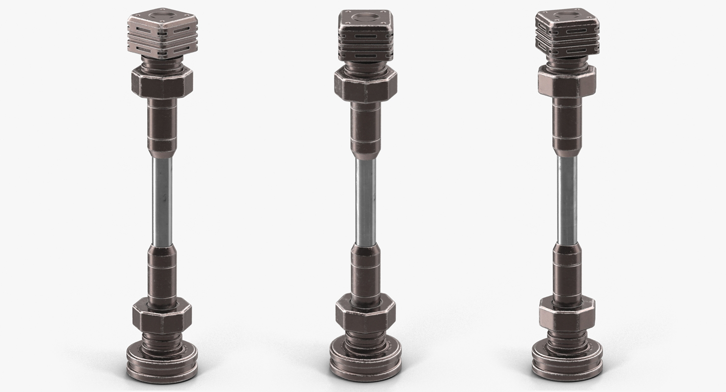 3D Anodized Ram Hydraulic Cylinders Set Sci Fi model