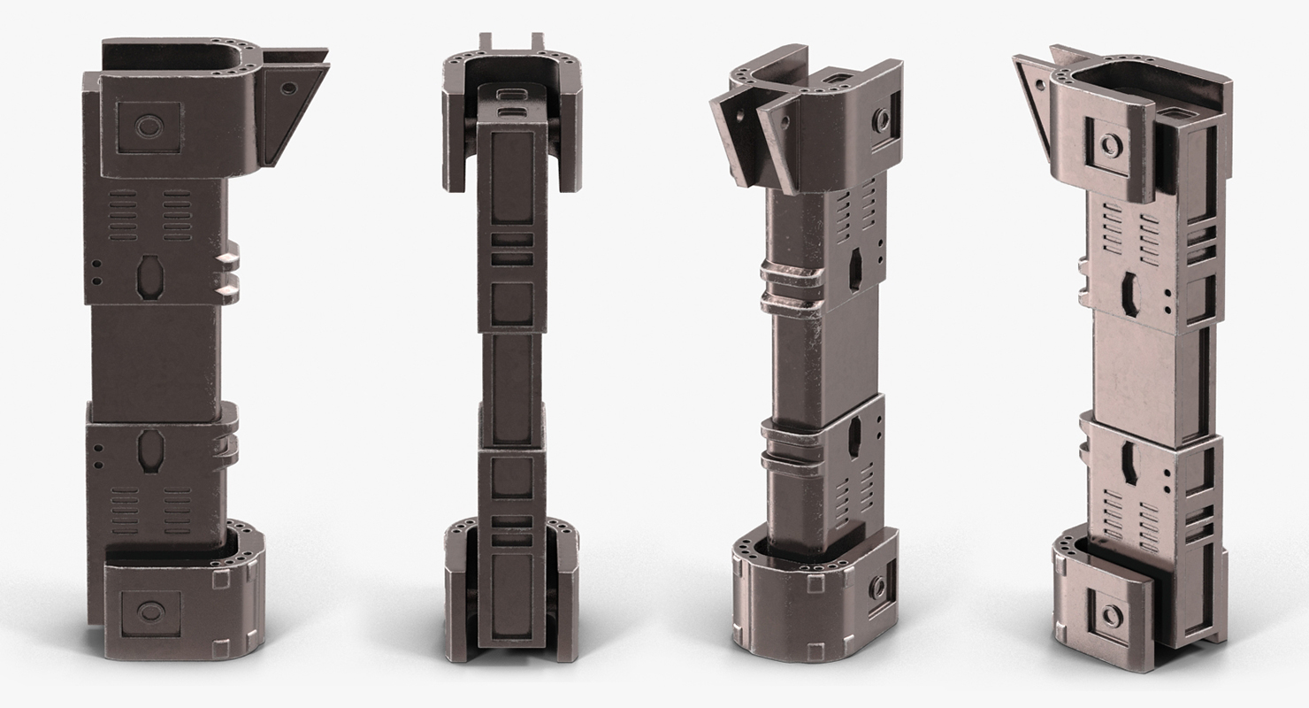 3D Anodized Ram Hydraulic Cylinders Set Sci Fi model