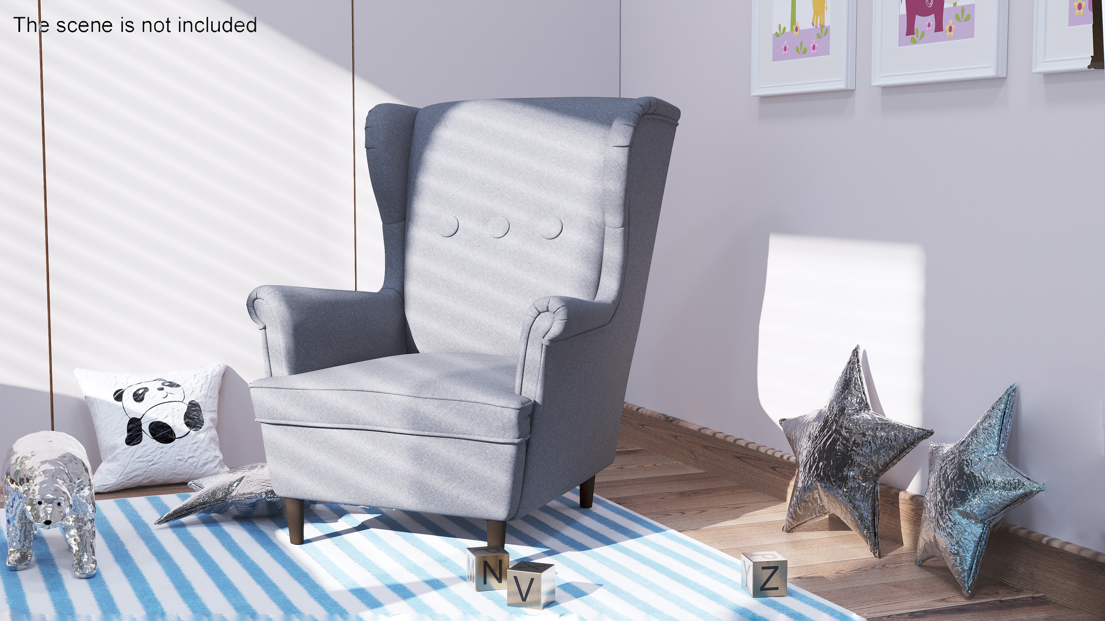 3D Armchair for Children Room IKEA STRANDMON Grey