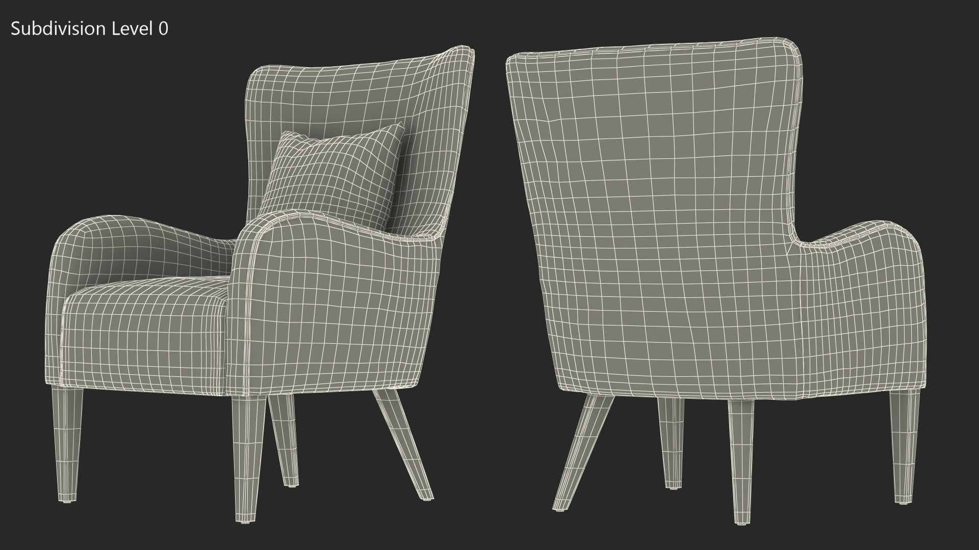 3D model Turquoise Armchair with Curved Arms