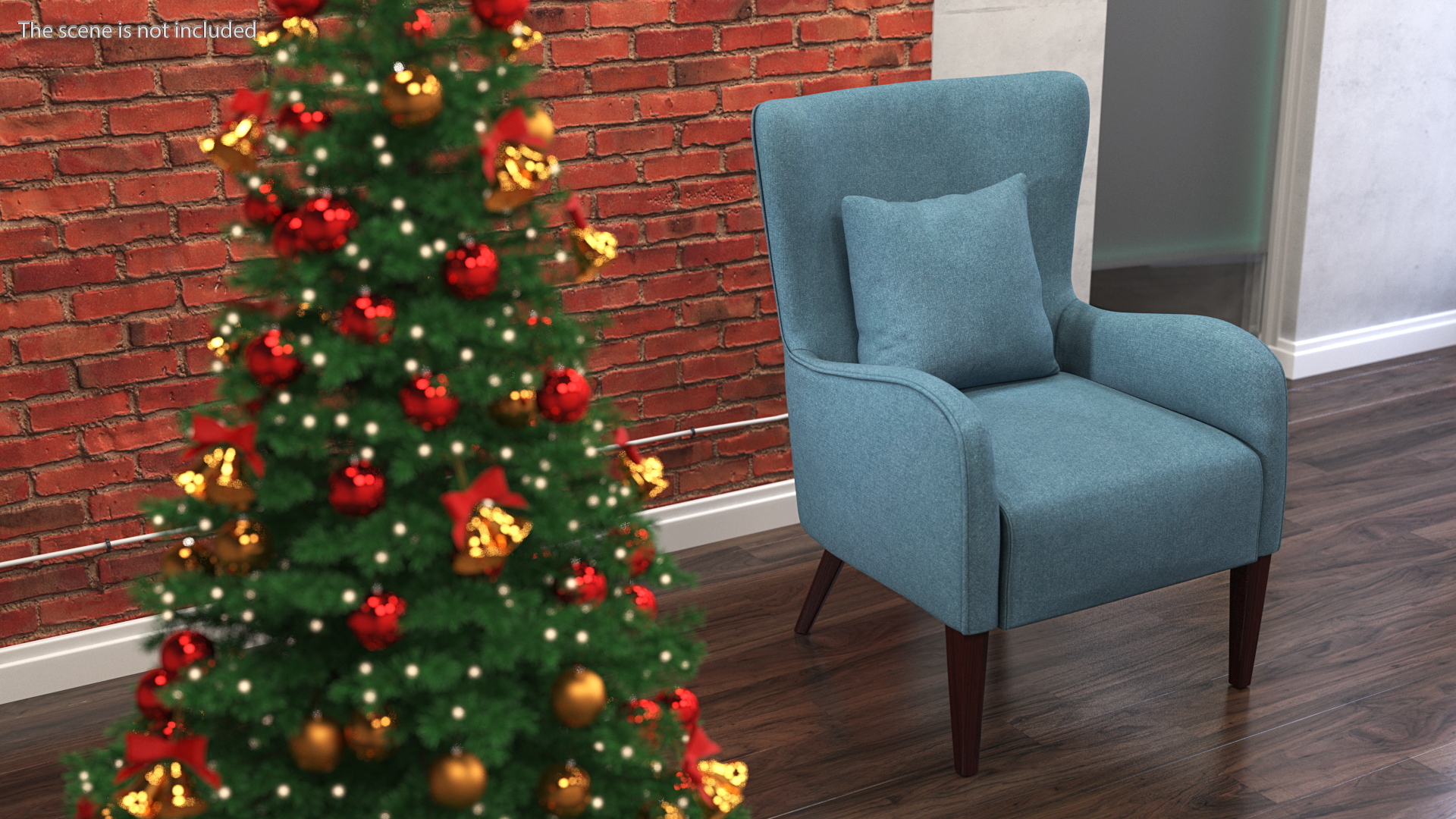 3D model Turquoise Armchair with Curved Arms