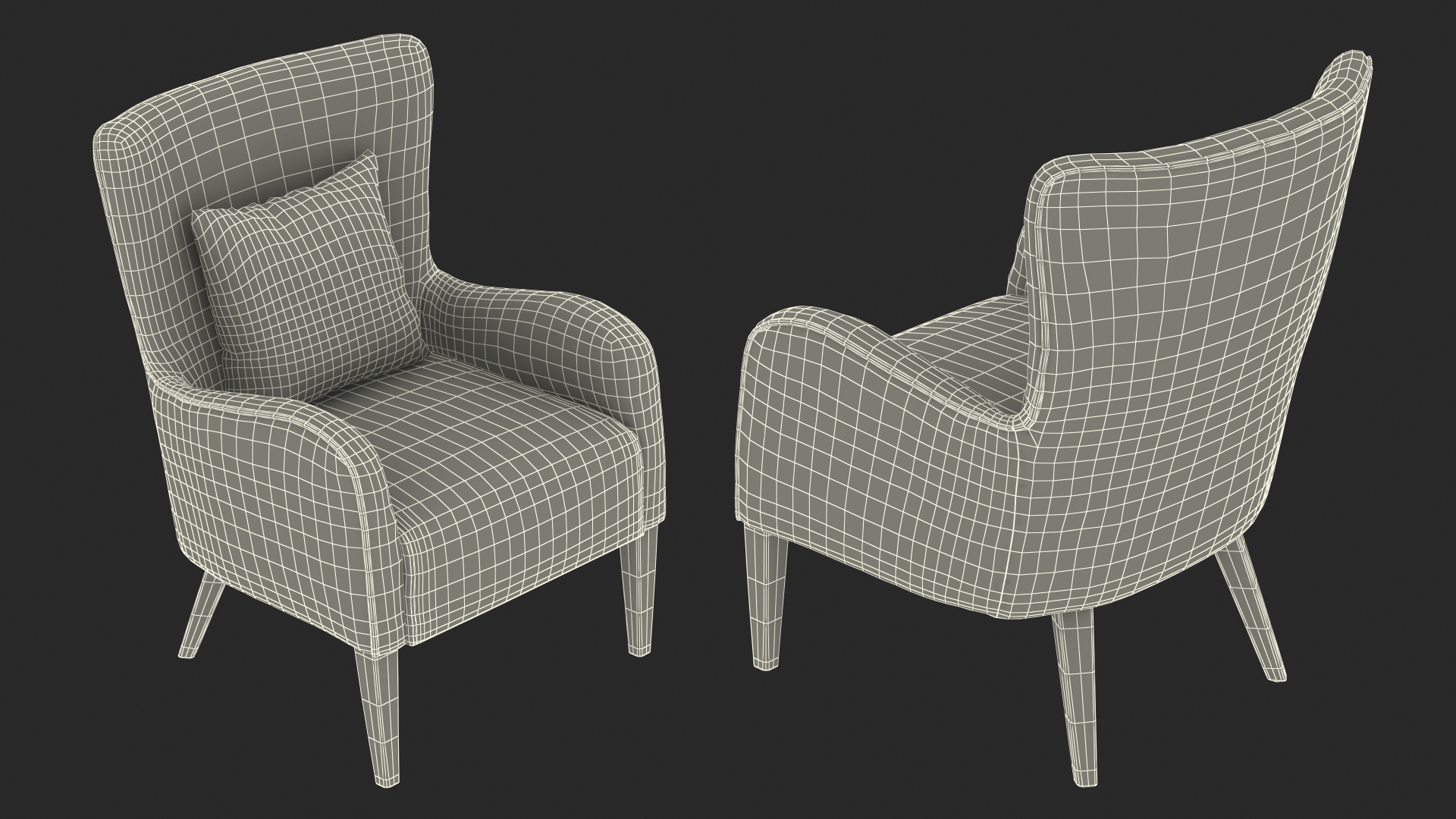 3D model Turquoise Armchair with Curved Arms