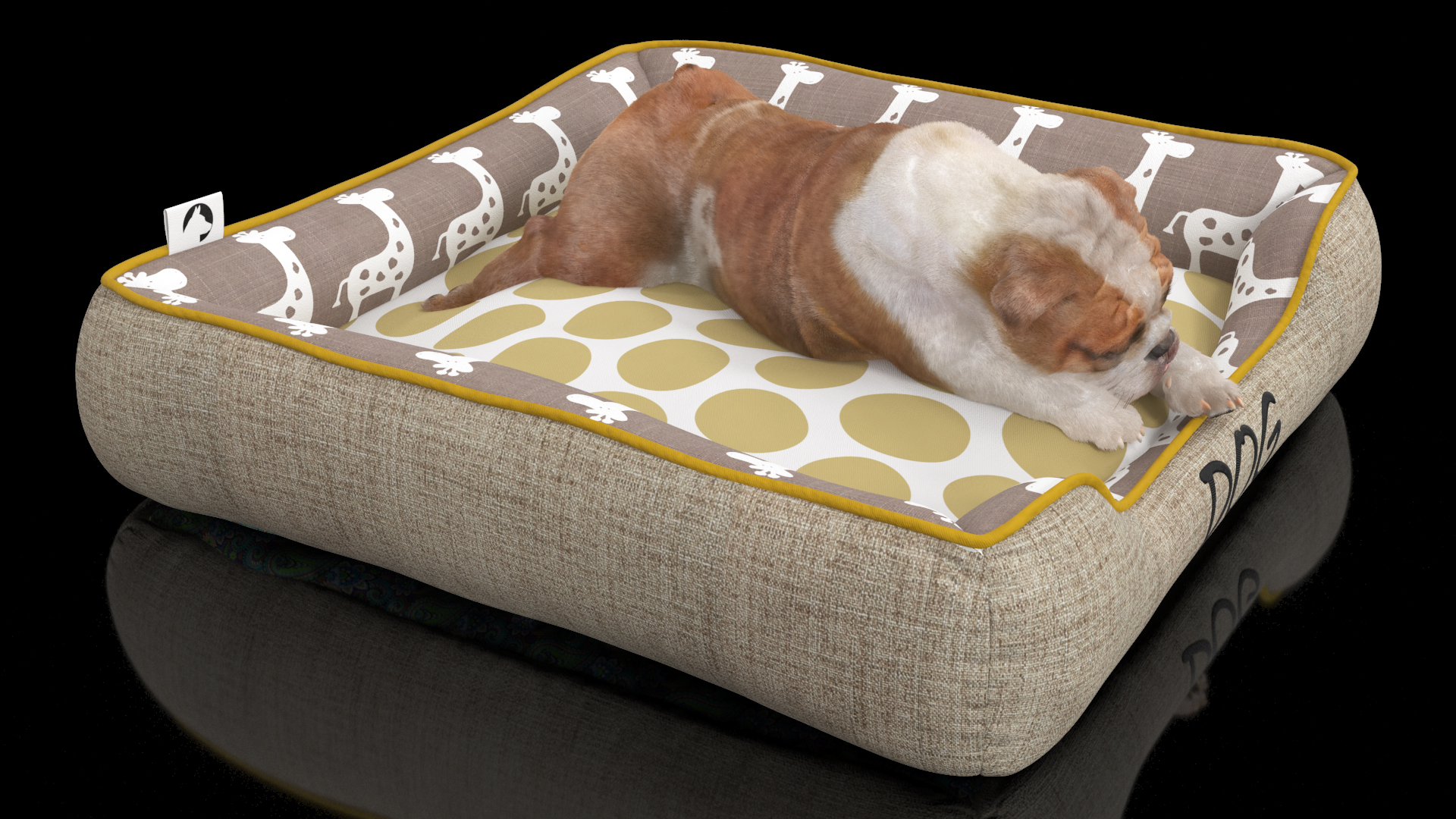 3D Bulldog Sleep in Pet Bed Fur model