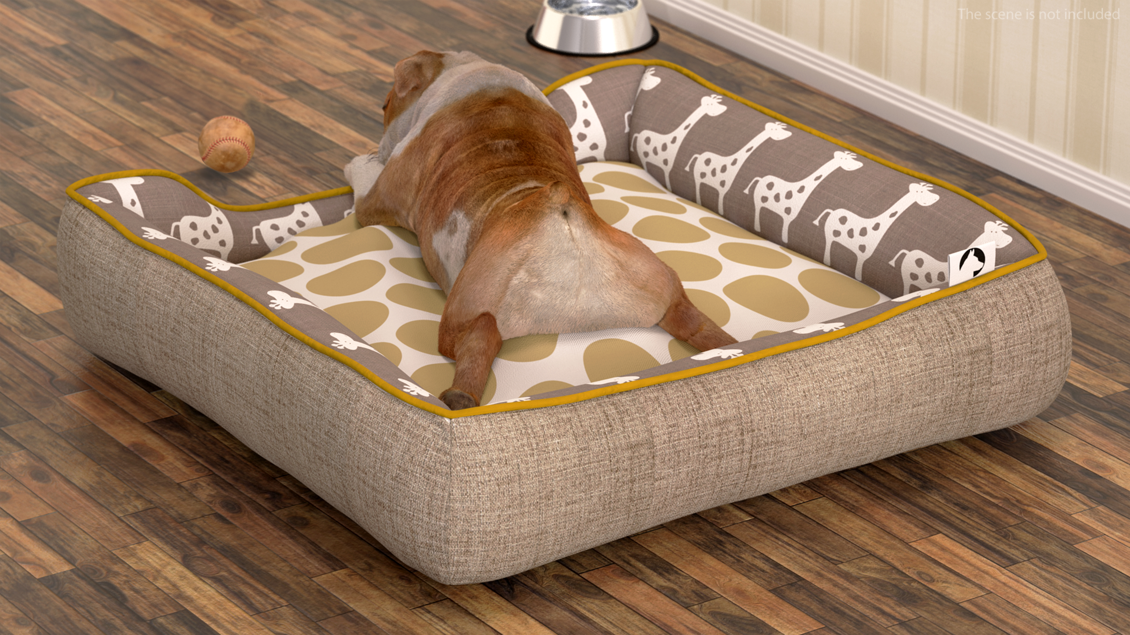 3D Bulldog Sleep in Pet Bed Fur model