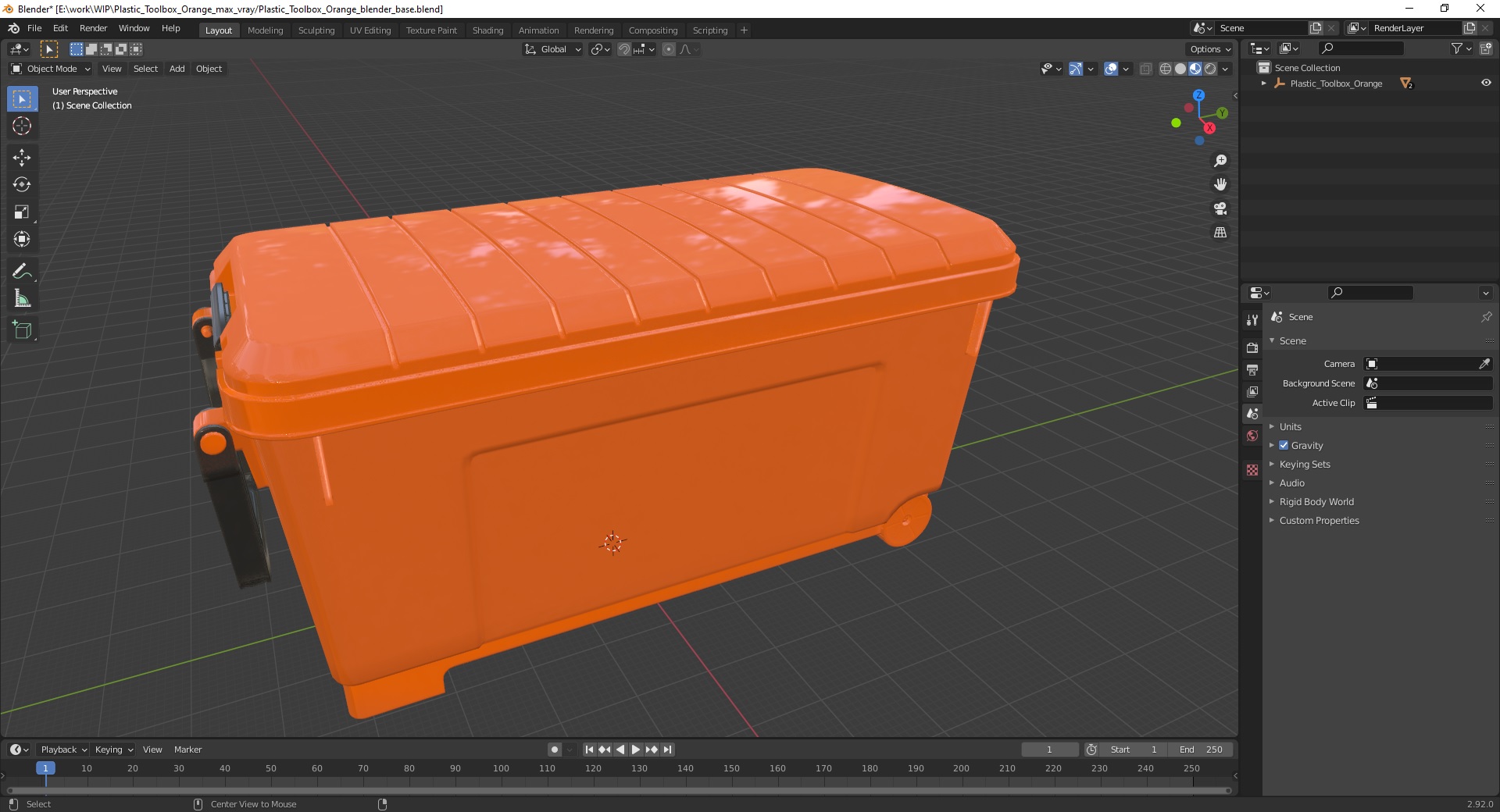 Plastic Toolbox Orange 3D