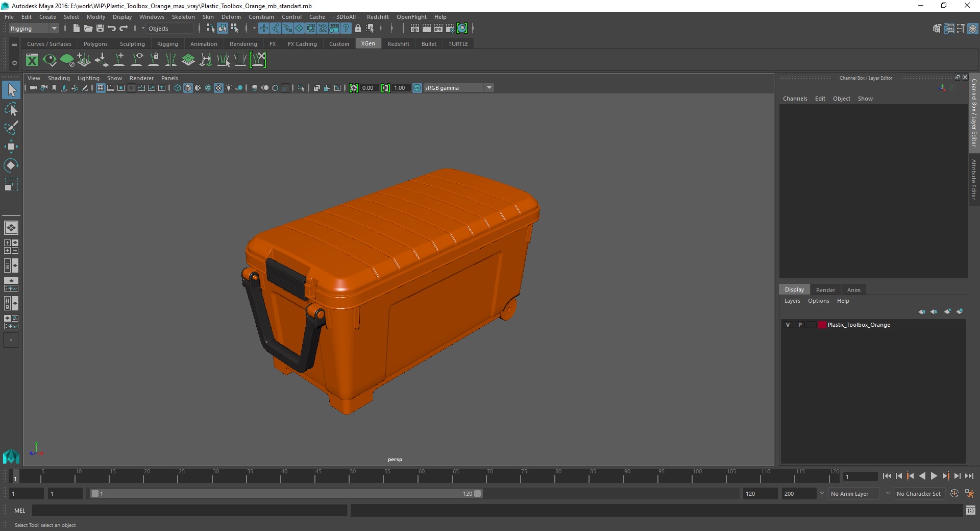 Plastic Toolbox Orange 3D