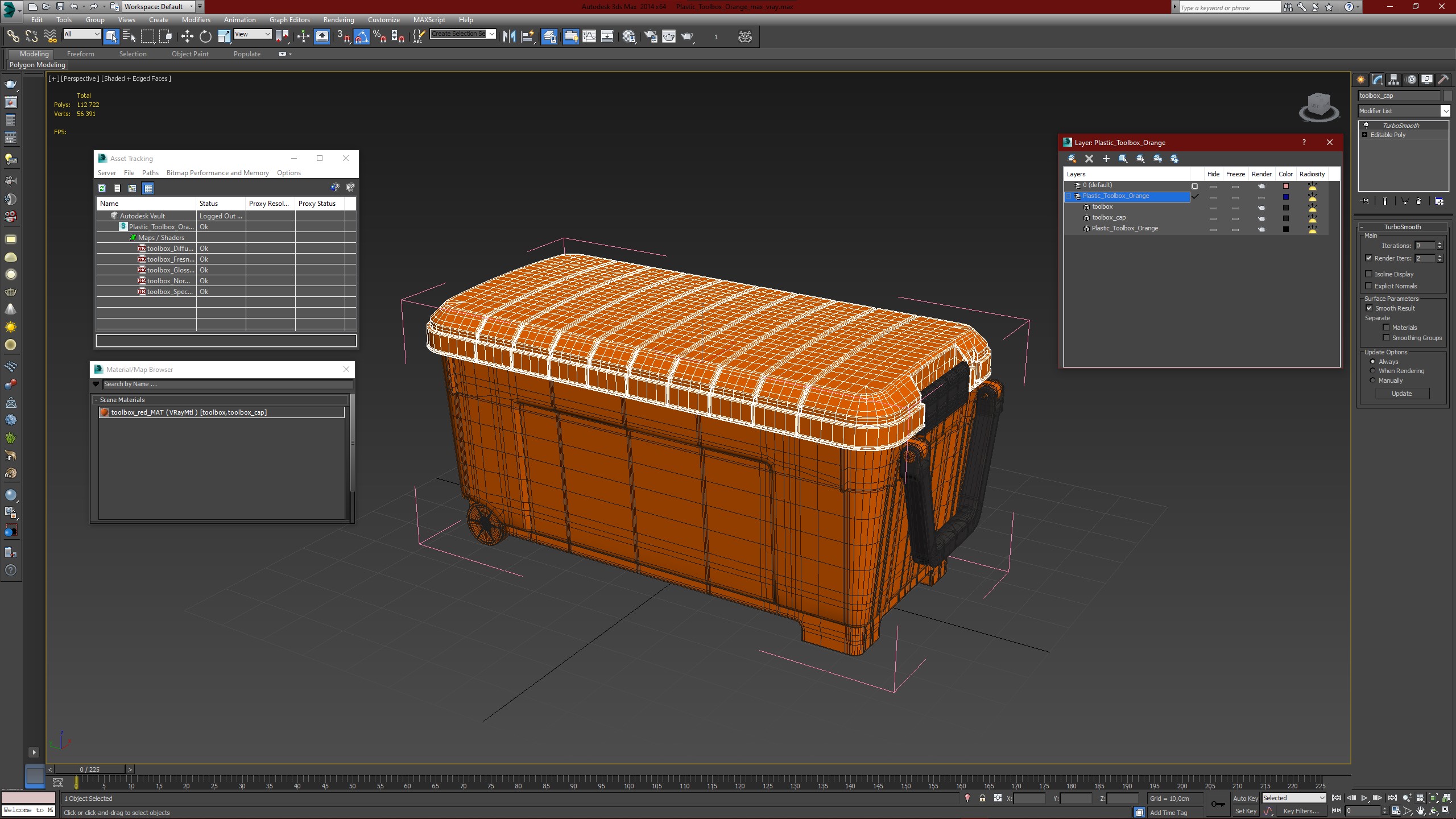 Plastic Toolbox Orange 3D
