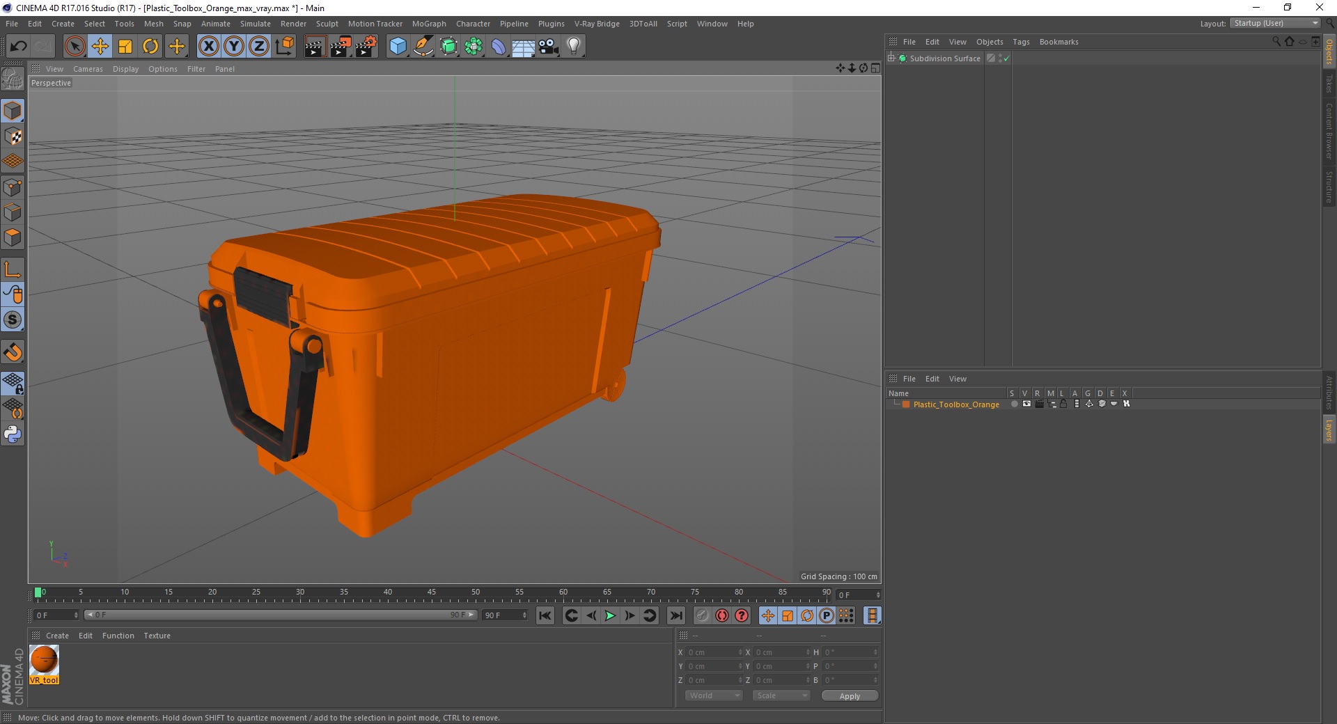 Plastic Toolbox Orange 3D