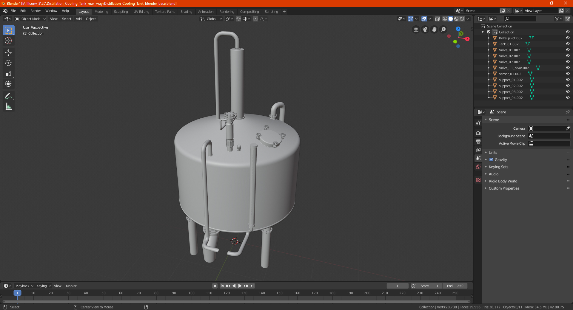 3D model Distillation Cooling Tank
