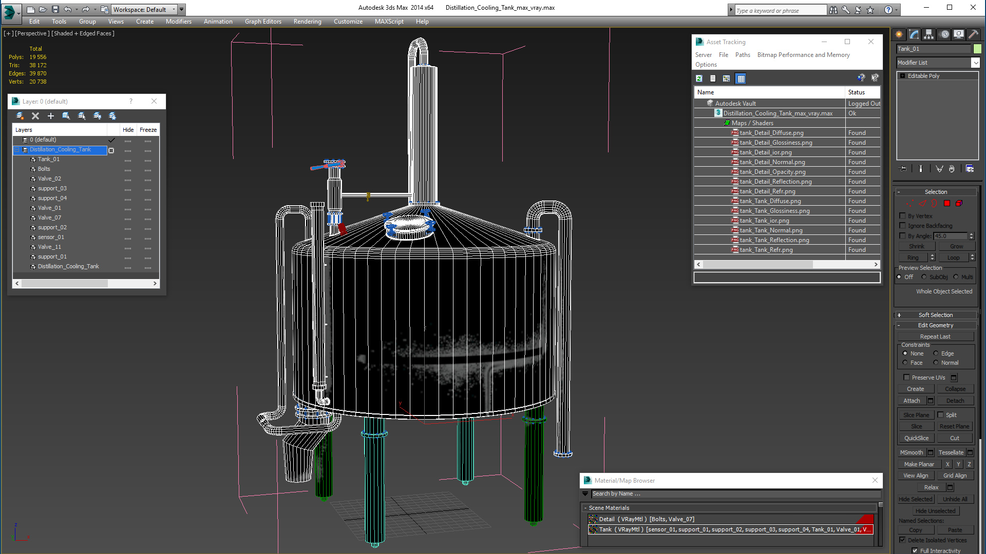 3D model Distillation Cooling Tank