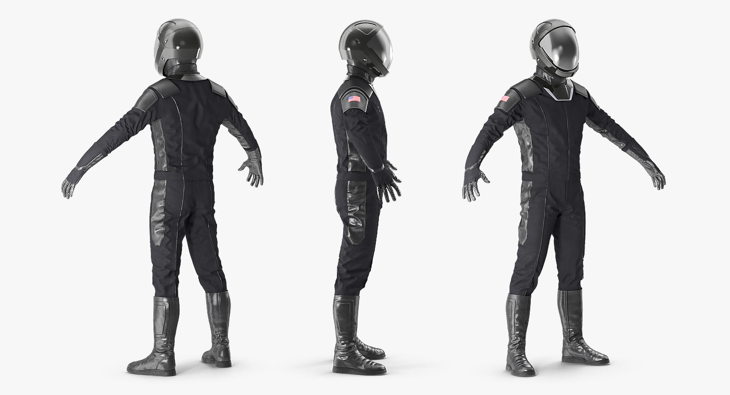 Sci Fi Astronaut Suit Black Rigged 3D model