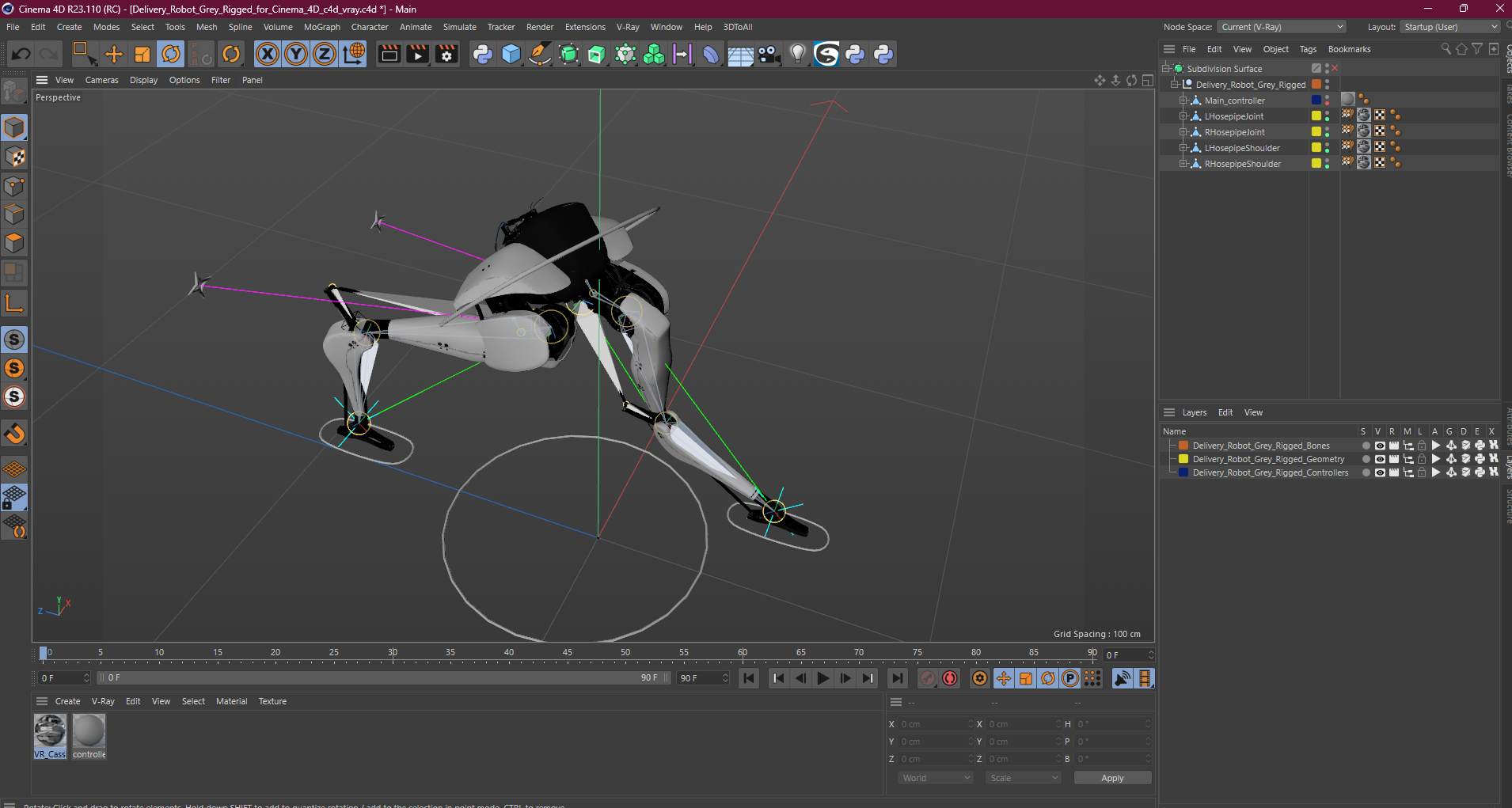 3D model Delivery Robot Grey Rigged for Cinema 4D