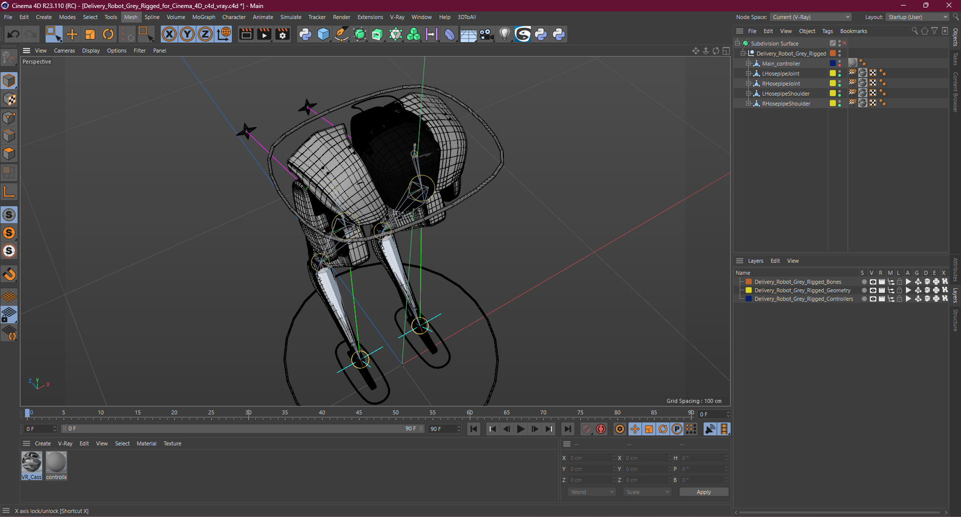 3D model Delivery Robot Grey Rigged for Cinema 4D