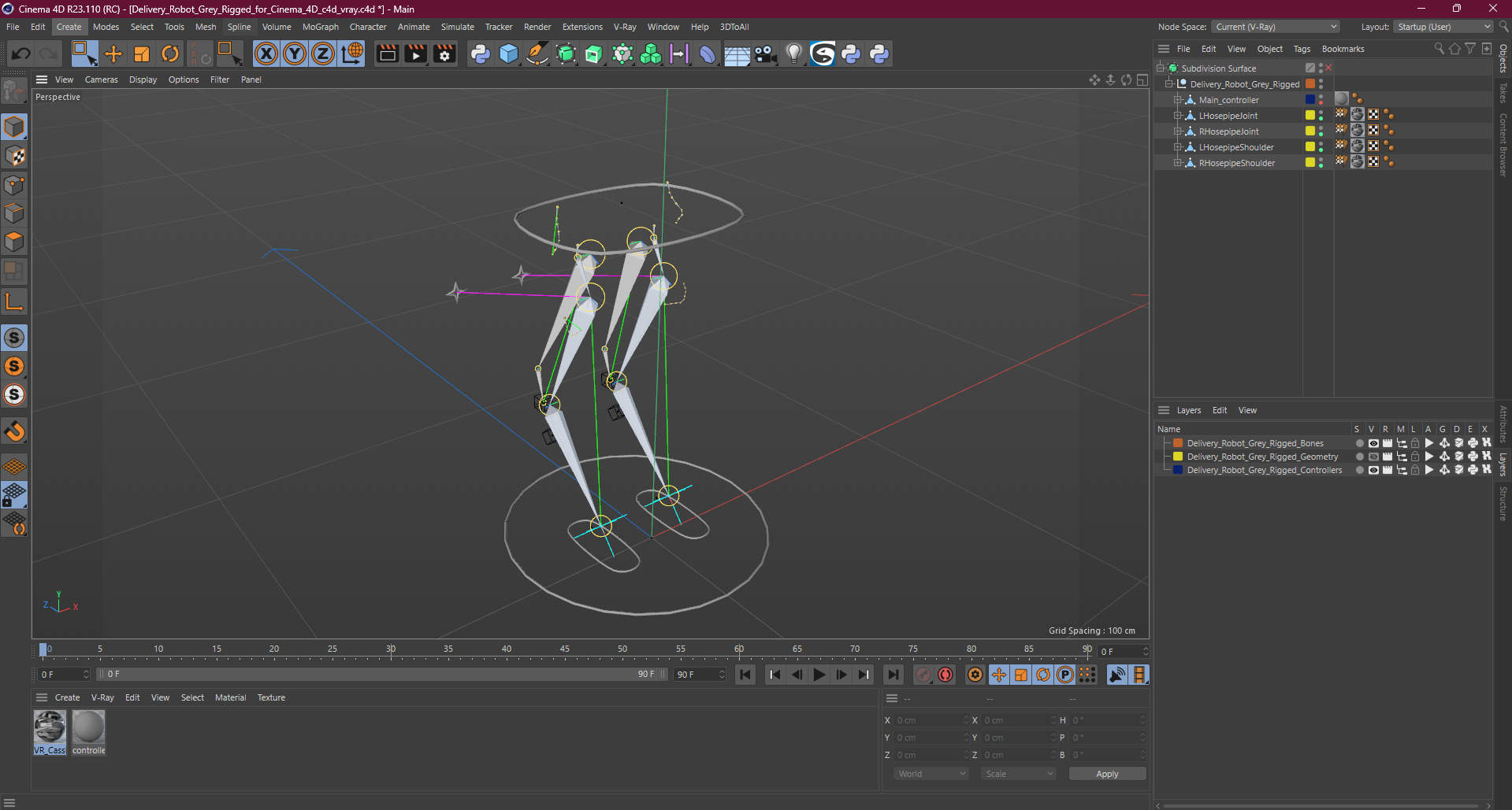 3D model Delivery Robot Grey Rigged for Cinema 4D