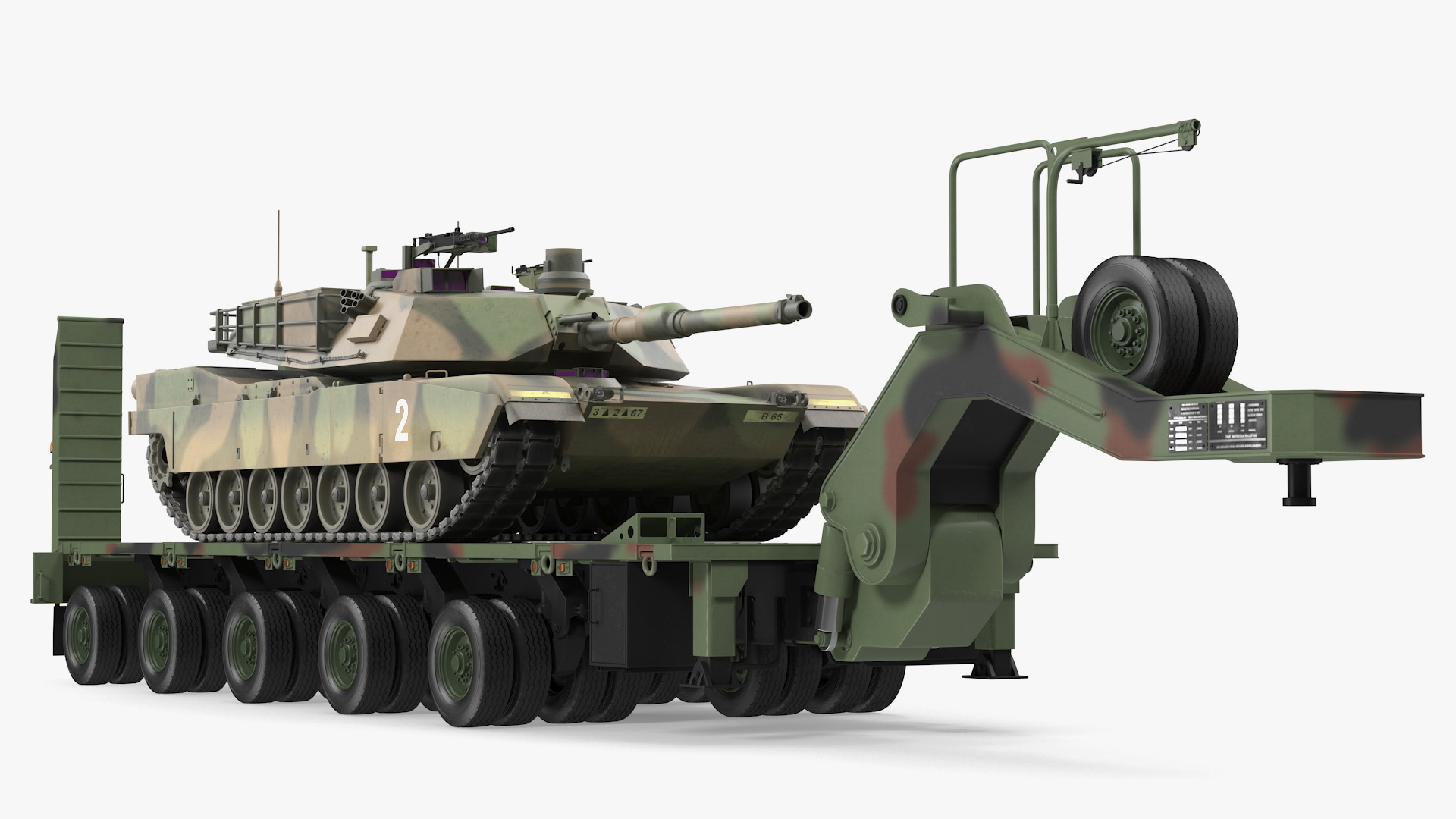 3D model Tank Transporter M1000 Semi-Trailer with M1 Abrams