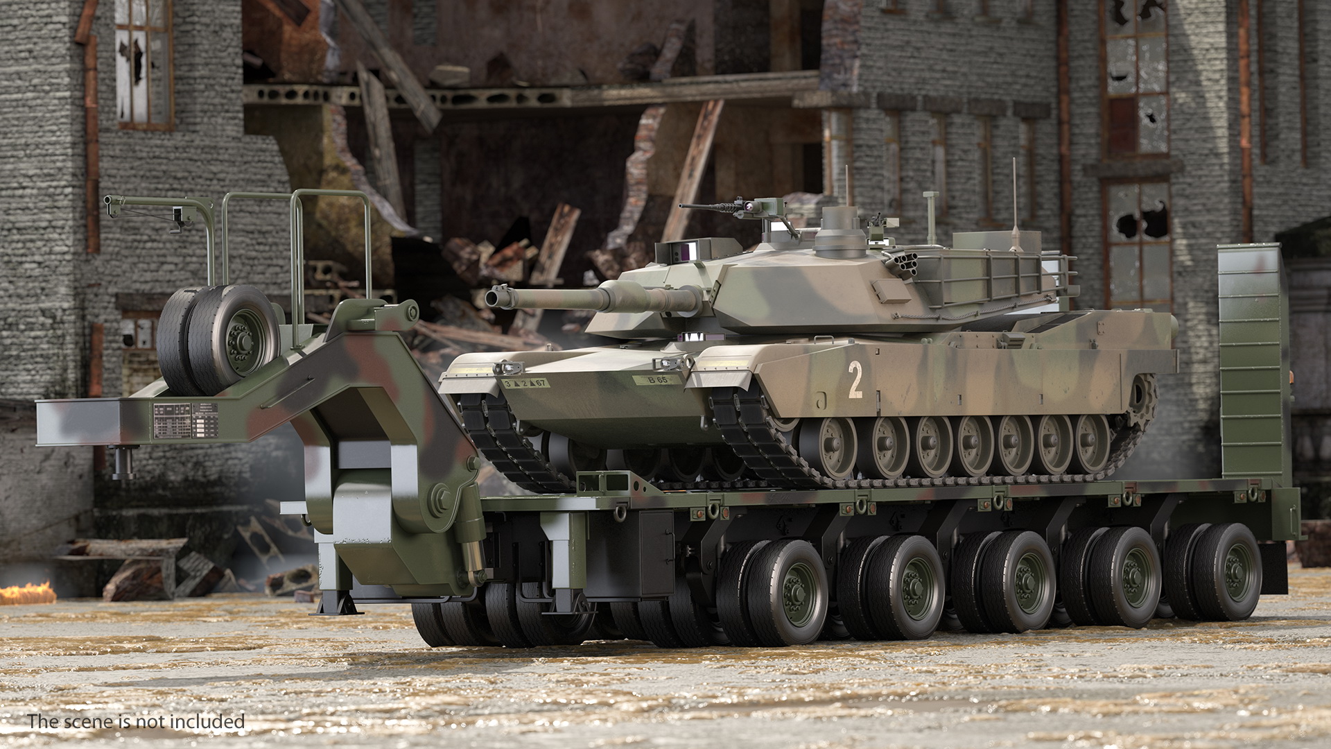 3D model Tank Transporter M1000 Semi-Trailer with M1 Abrams