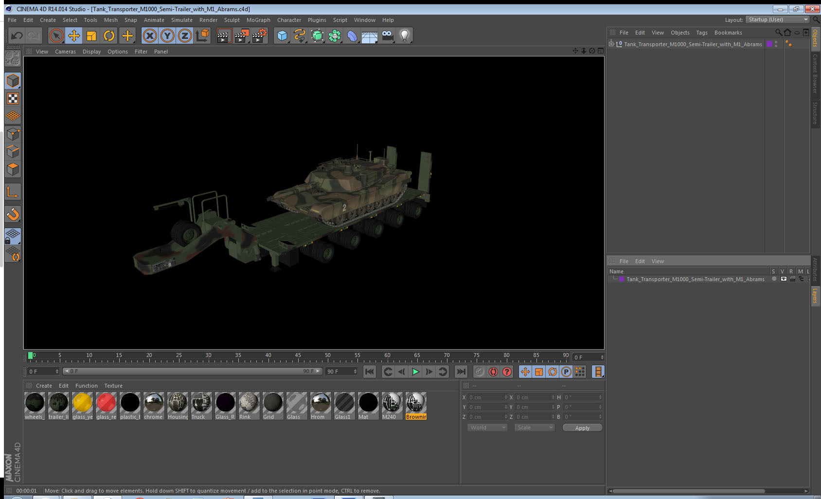 3D model Tank Transporter M1000 Semi-Trailer with M1 Abrams