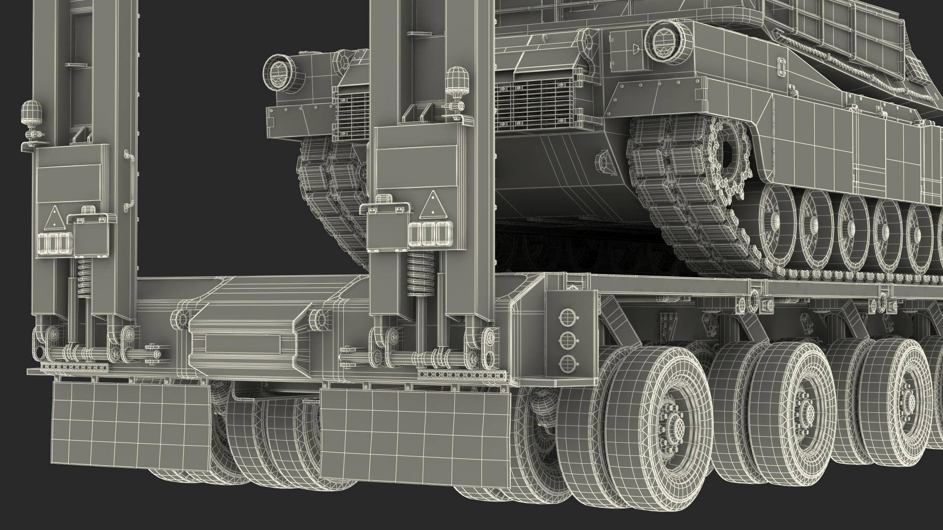 3D model Tank Transporter M1000 Semi-Trailer with M1 Abrams
