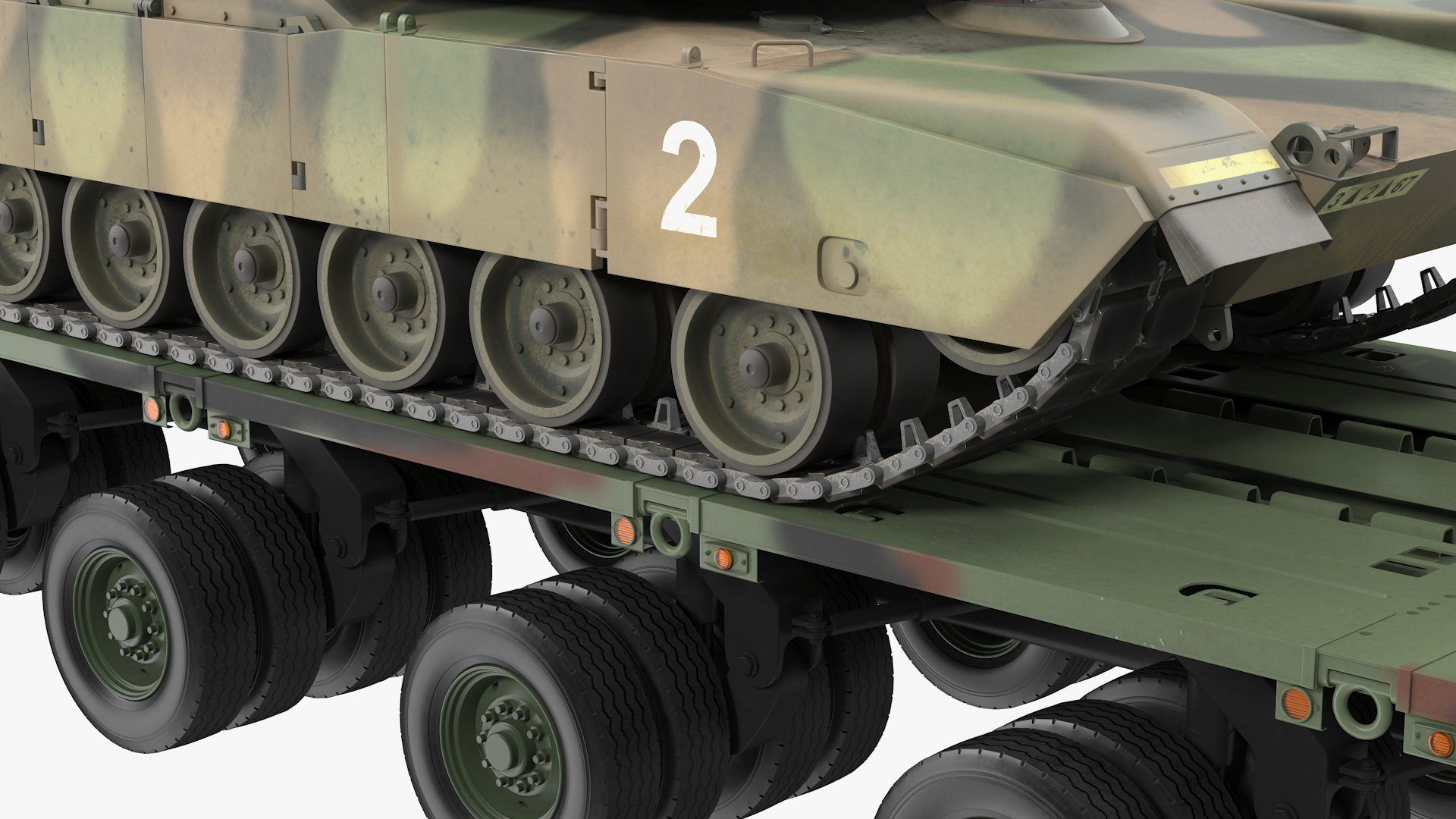 3D model Tank Transporter M1000 Semi-Trailer with M1 Abrams