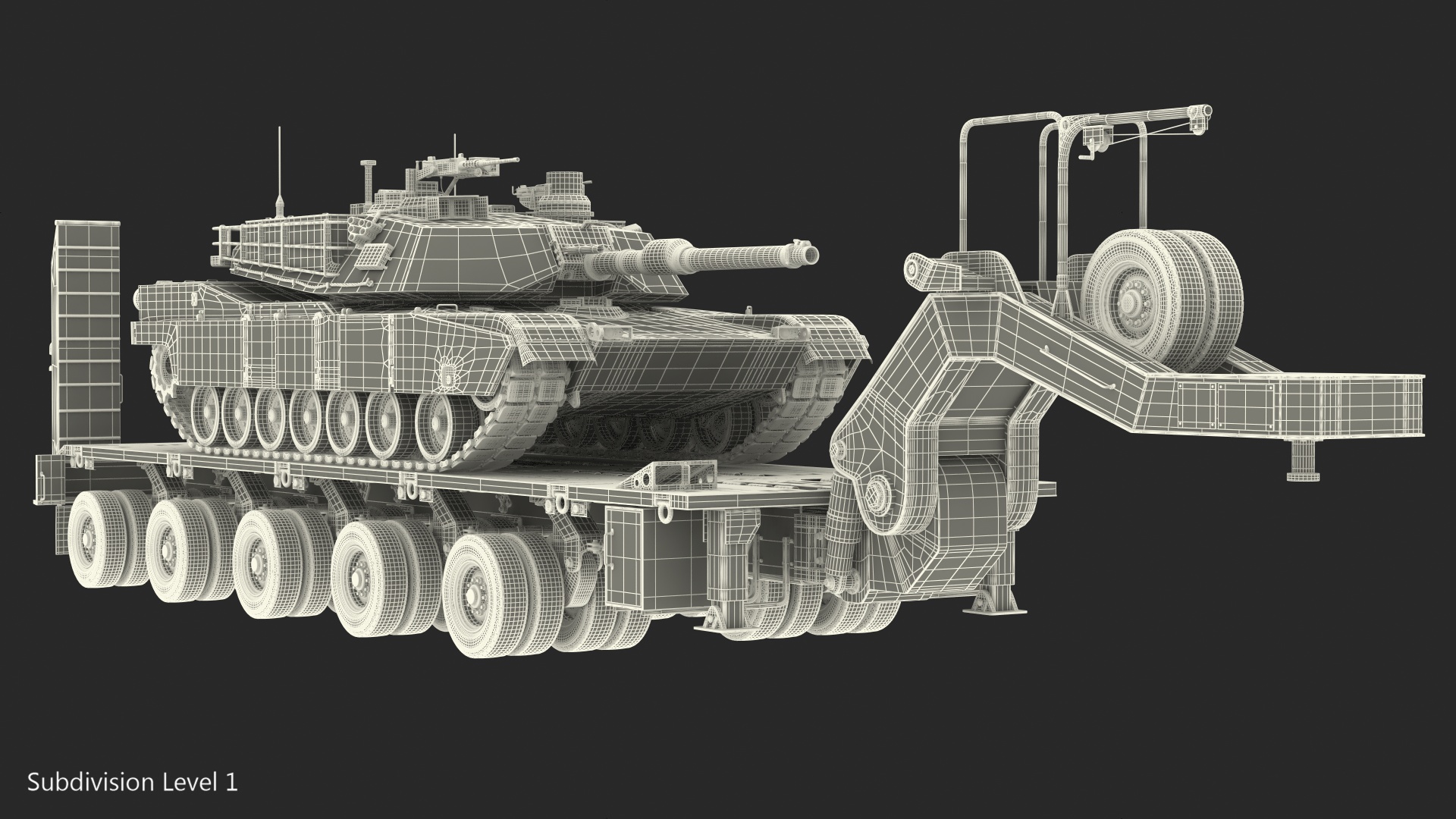 3D model Tank Transporter M1000 Semi-Trailer with M1 Abrams