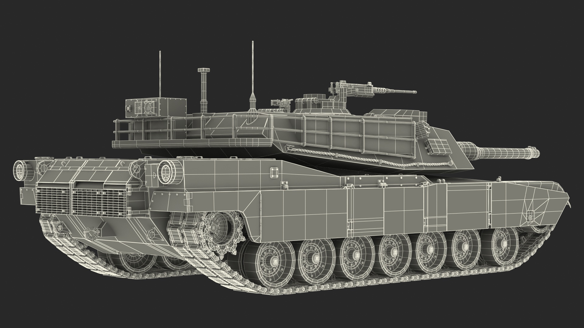 3D model Tank Transporter M1000 Semi-Trailer with M1 Abrams