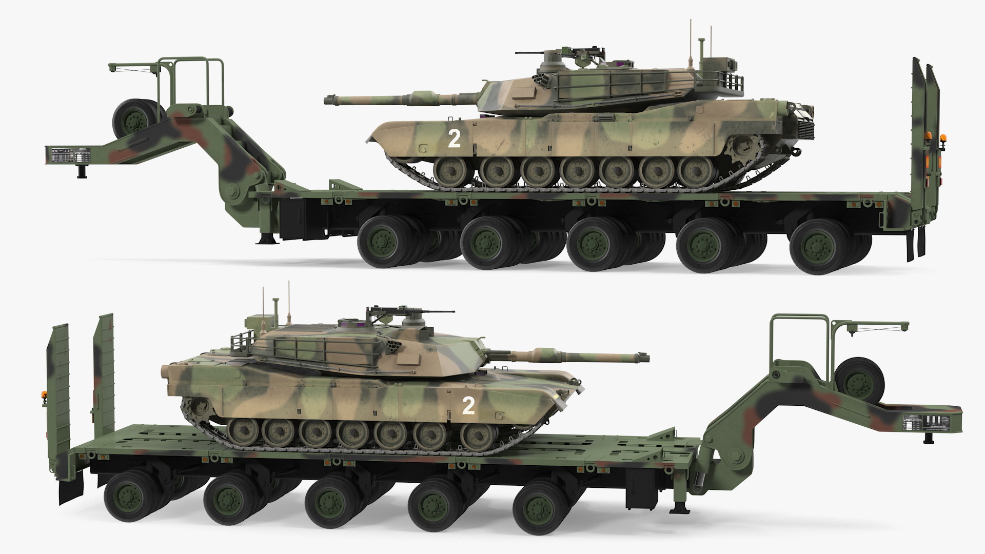 3D model Tank Transporter M1000 Semi-Trailer with M1 Abrams