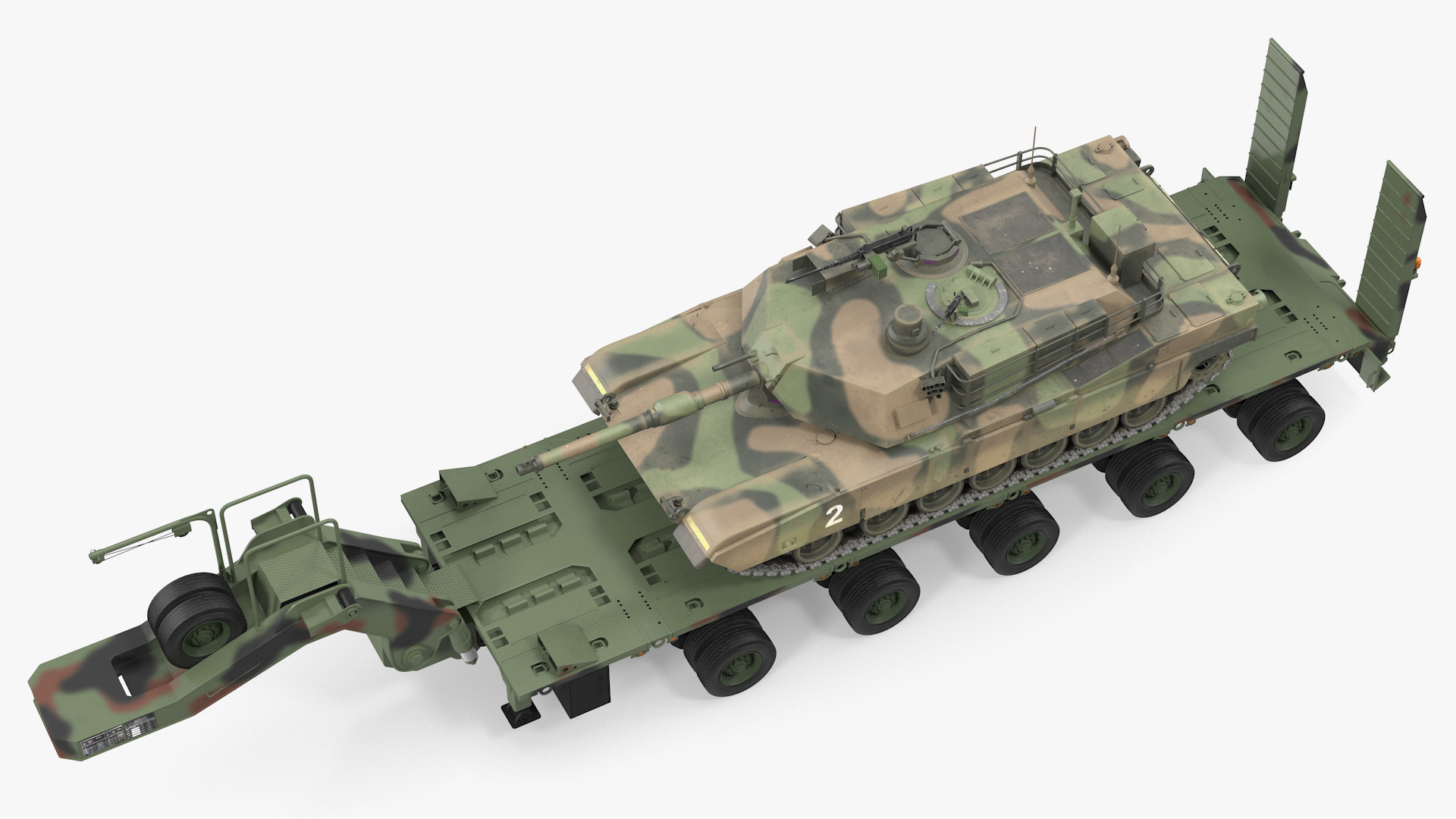3D model Tank Transporter M1000 Semi-Trailer with M1 Abrams