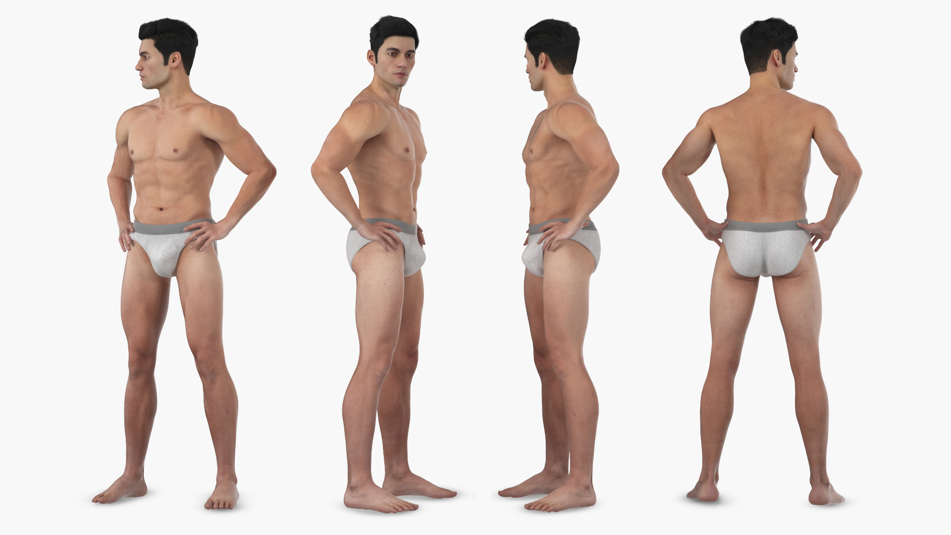 Male Athletic Anatomy Figure Posing Fur 3D model