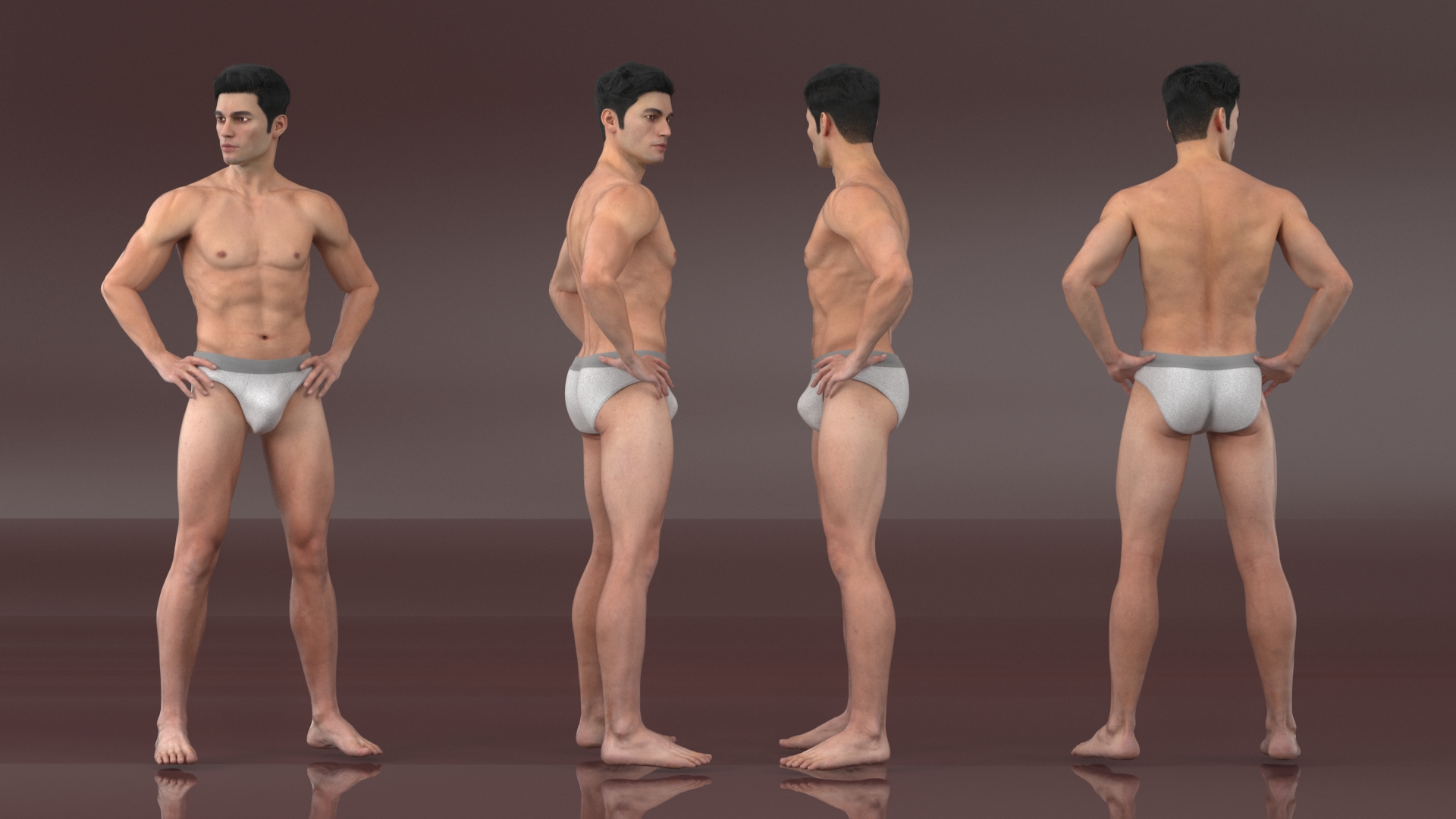 Male Athletic Anatomy Figure Posing Fur 3D model
