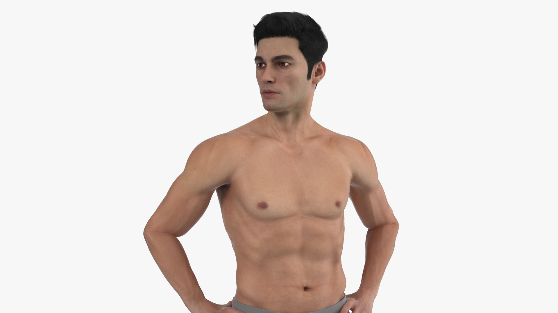Male Athletic Anatomy Figure Posing Fur 3D model