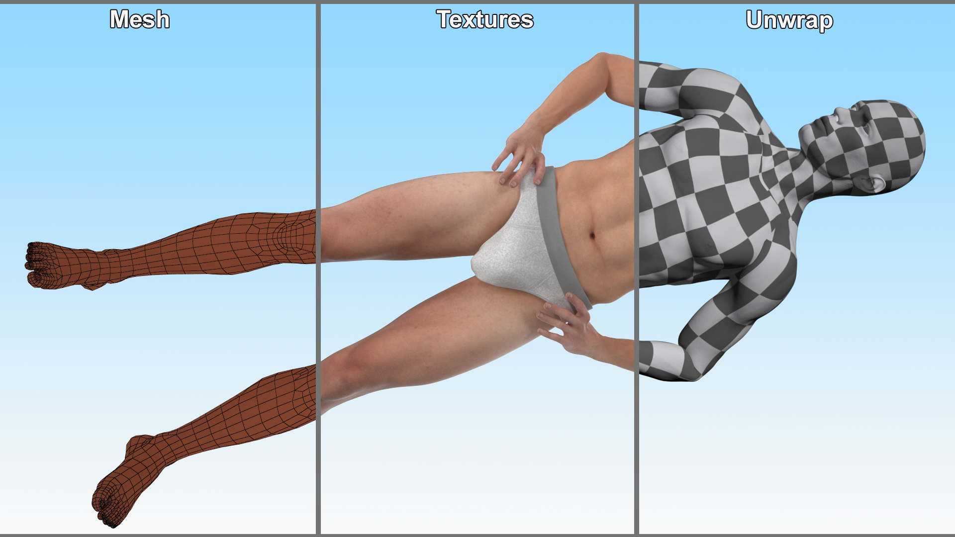 Male Athletic Anatomy Figure Posing Fur 3D model