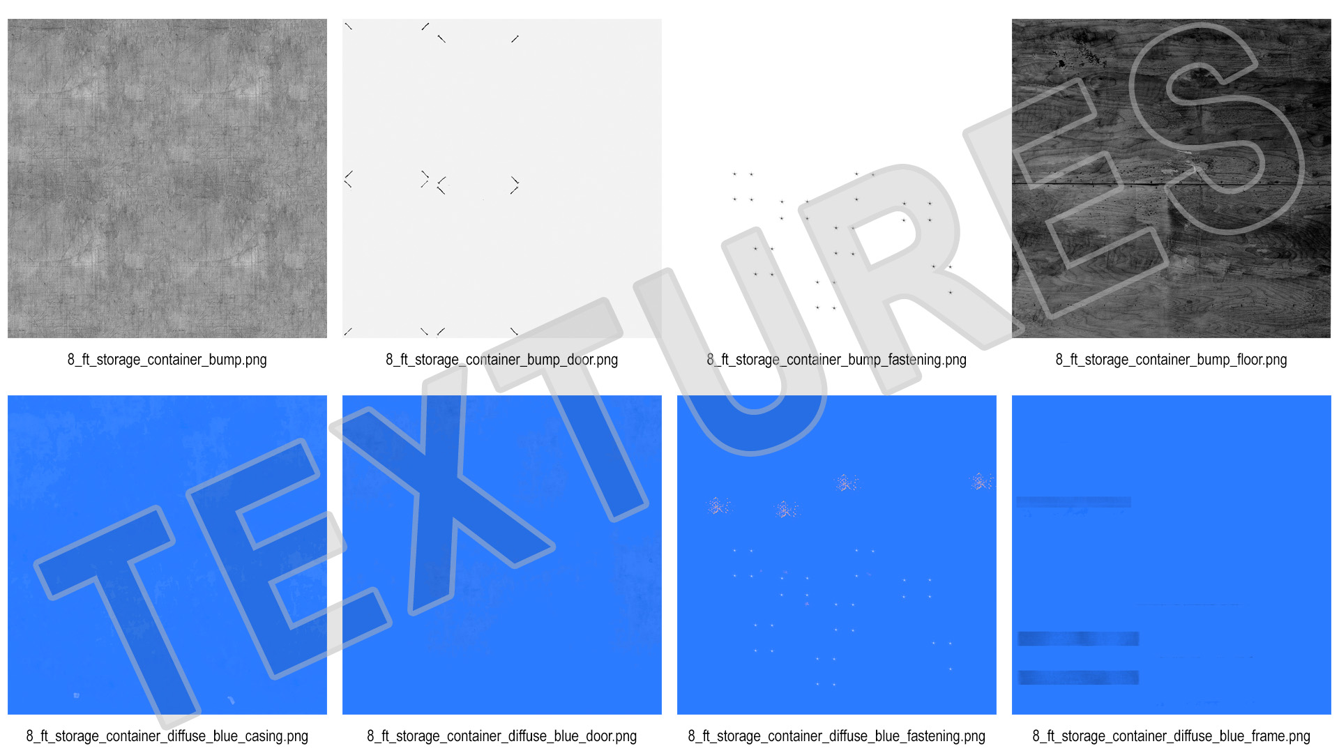 8ft Shipping Container Blue 3D
